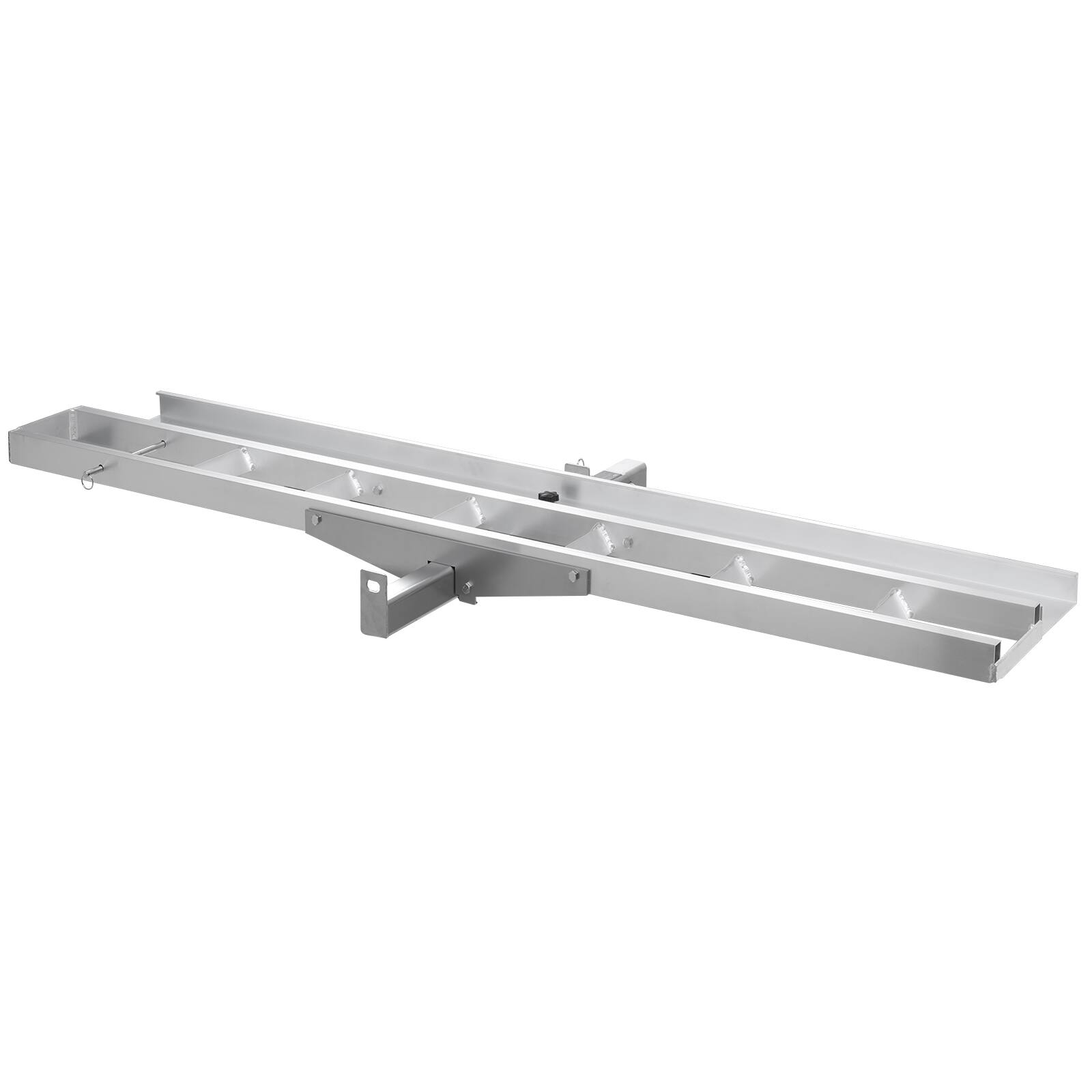 Alt View 5. VEVOR - Motorcycle Carrier, 400 lbs Capacity, Heavy Duty Aluminum Hitch Mount Rack with 73in Loading Ramp, Straps & Stabilizer - Silver-white.