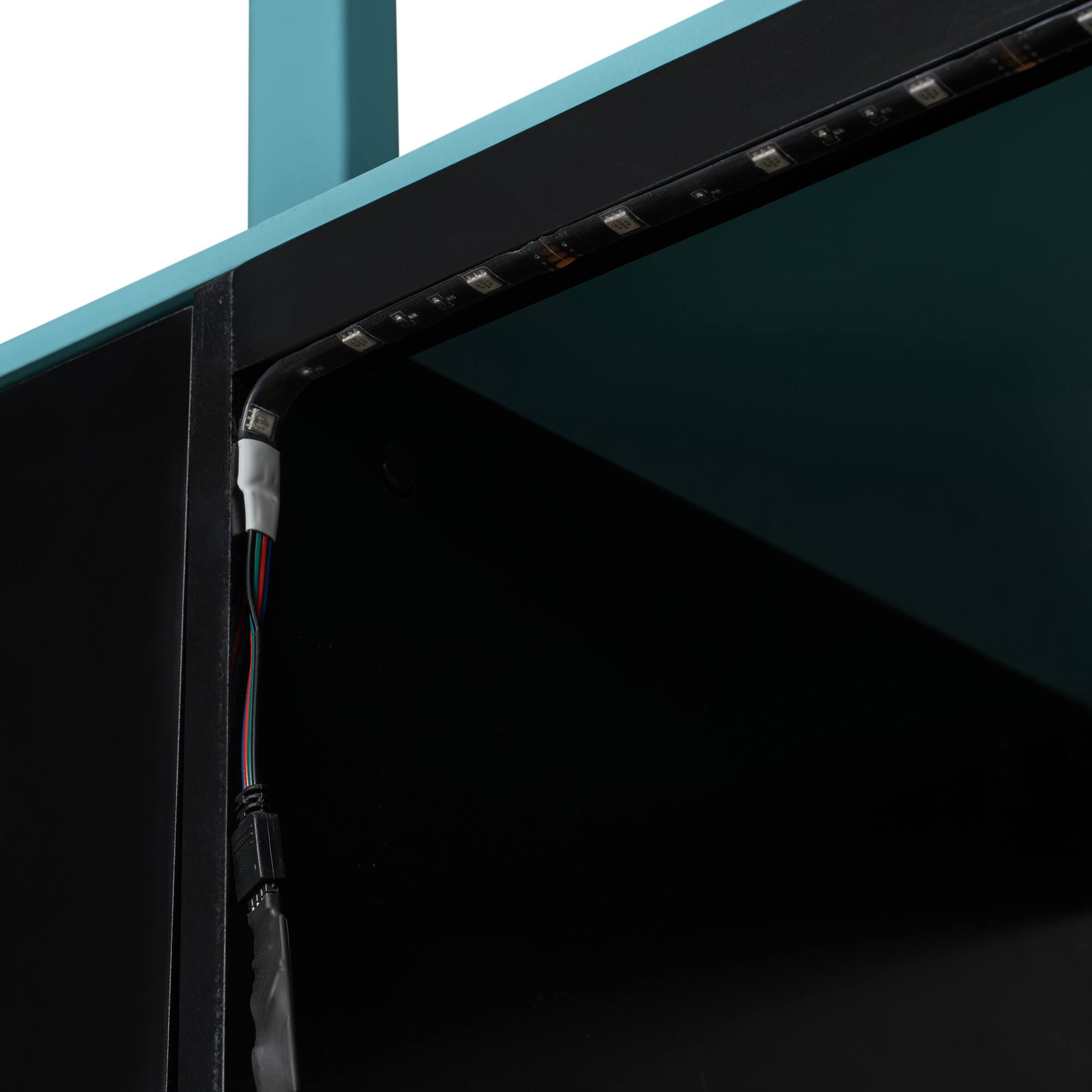 Alt View 2. Anysun - Full Size Wood Loft Bed with Desk, Ample Storage Space and Light - Blue.