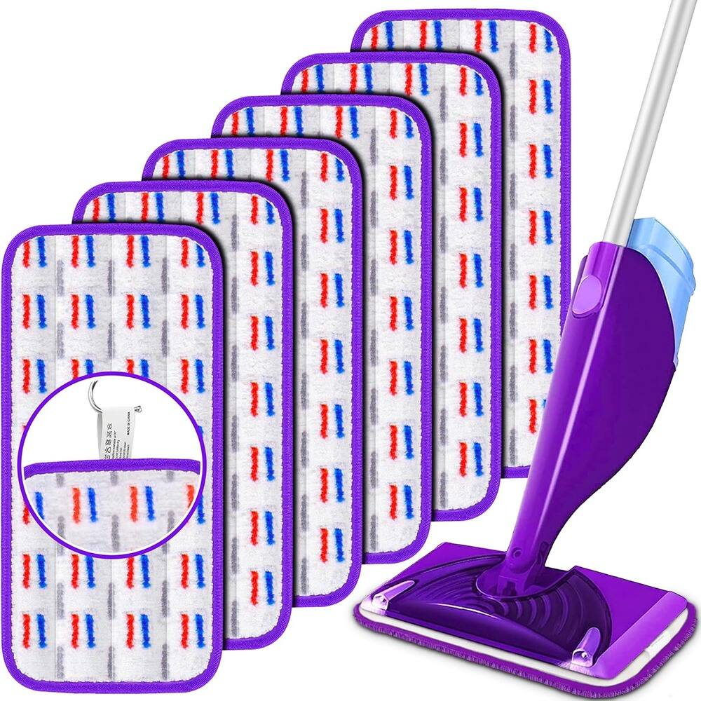 Front. Schertz - 6-Pack Reusable Swiffer WetJet Mop Pads – Purple Microfiber, Wet/Dry, Washable.
