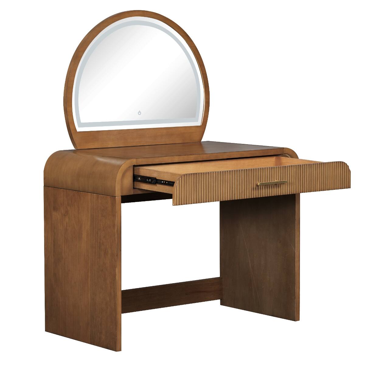 Alt View 8. Loheer - Loheer Makeup Vanity Table with Mirror, Espresso Finish and Touch Screen LED Lighting - Espresso.