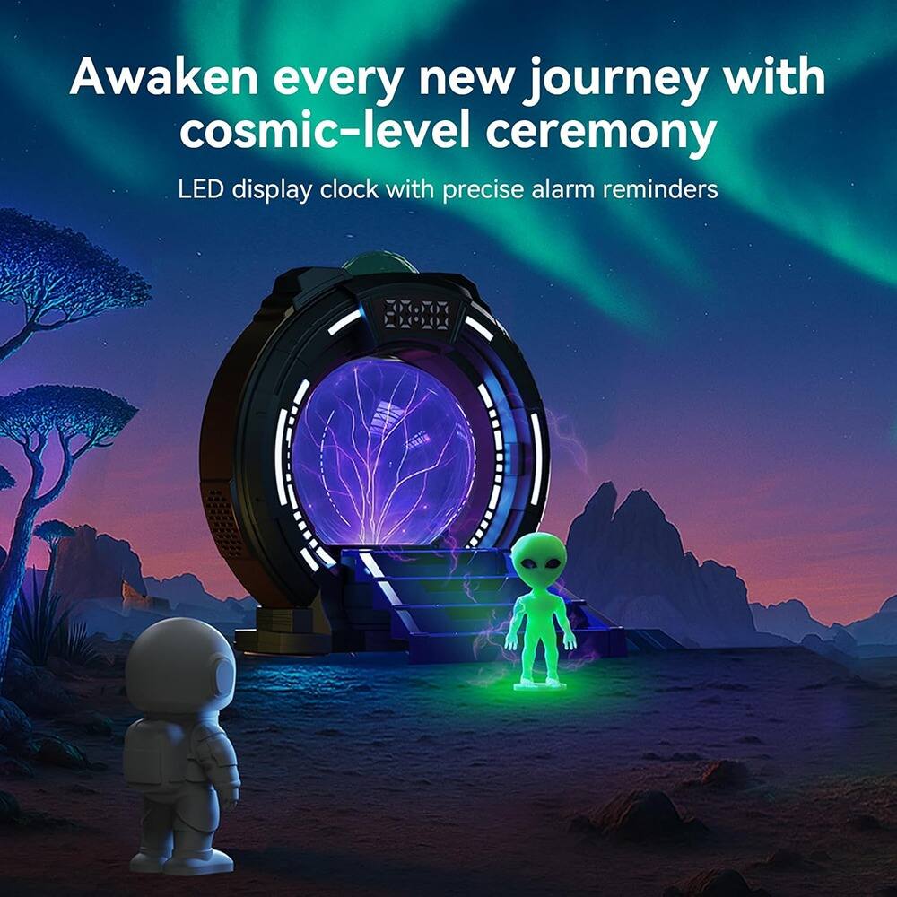 Awaken every new journey with cosmic-level ceremony  
LED display clock with precise alarm reminders