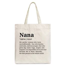 OrnamentallyYou - Nana Definition Canvas Tote Bag, Funny Grandmother Gift Shopper - Beige