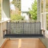 Gymax - Rattan Patio Porch Swing 2-Person Cushioned Swing Chair Bench w/ Hanging Ropes - Black