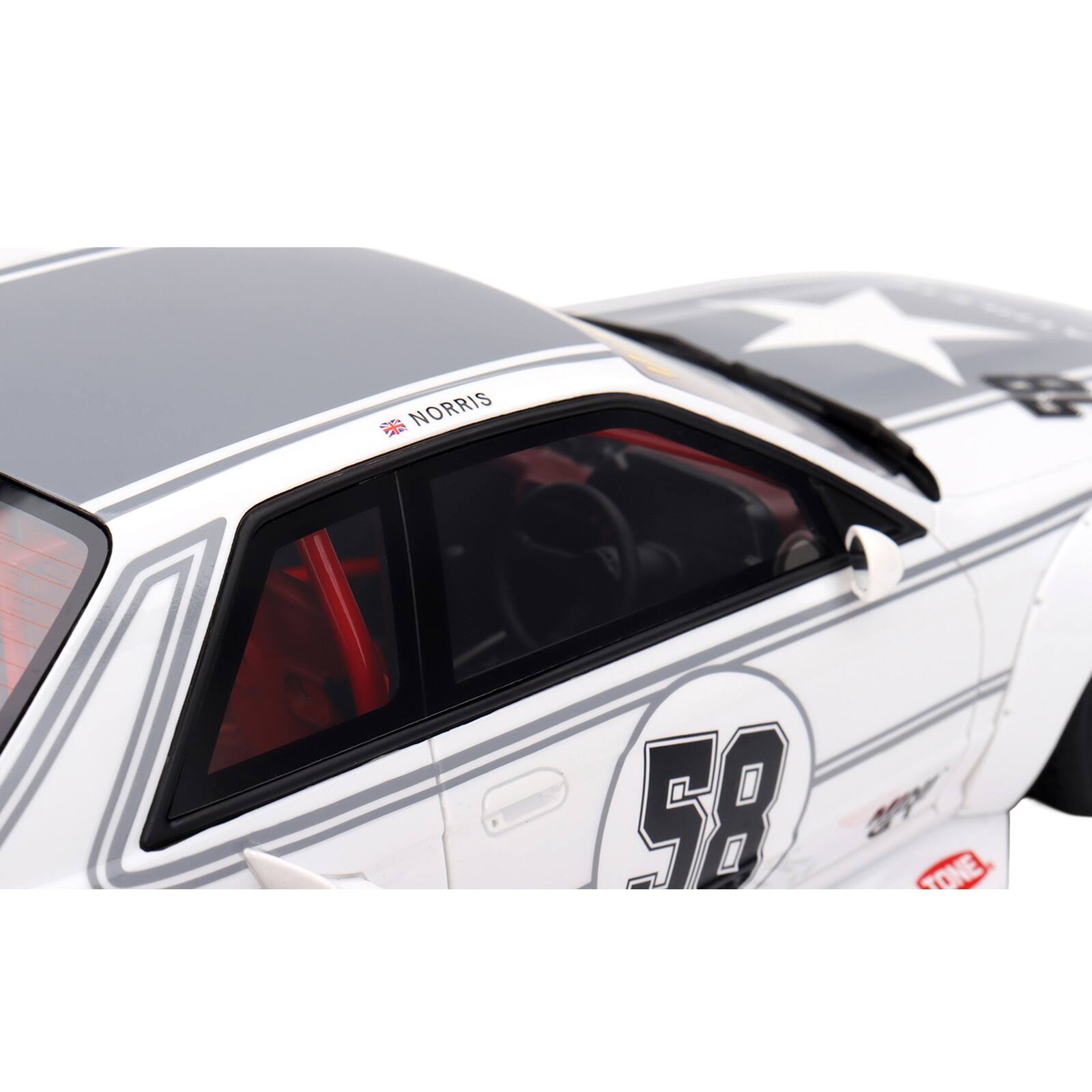 NISSAN SKYLINE GT-R (R32) コントロールカー 1/58 Nissan Skyline GT R (R32) RHD #58 White with Gray and Graphics