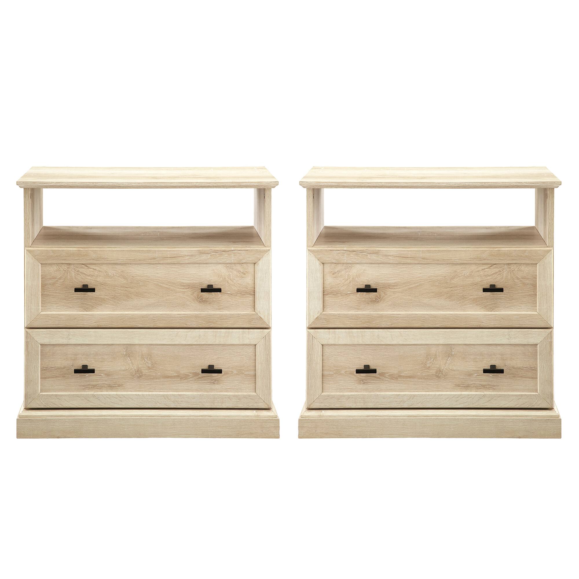 Front Zoom. Walker Edison - 2-Piece 25" Classic Open Cubby Side Table Set - White Oak.