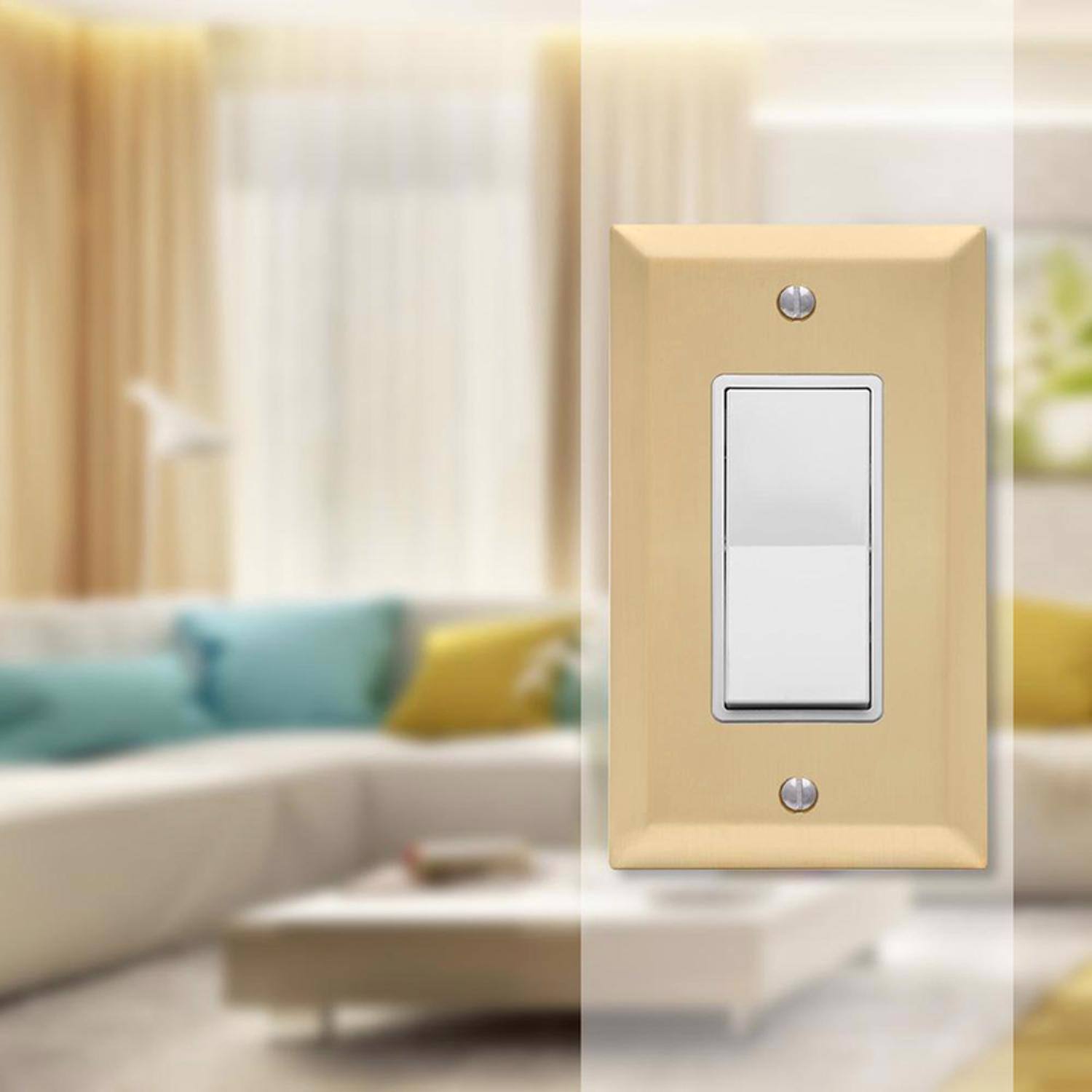 Angle. AMERELLE - Amerelle Century Satin Brass 1 gang Stamped Steel Decorator Wall Plate 1 pk - Brass.