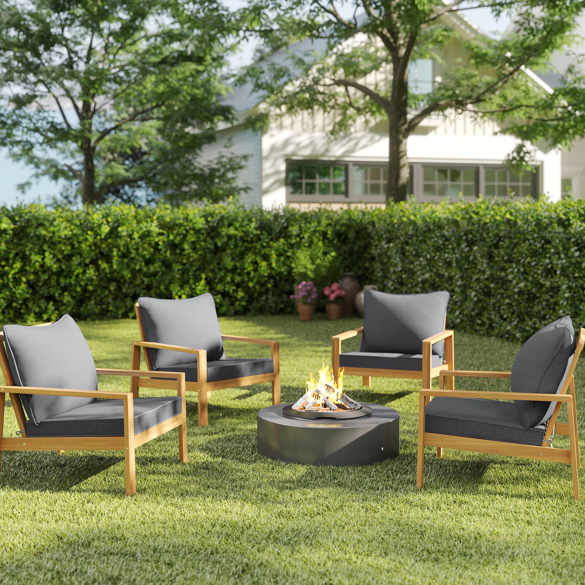 Alt View 7. Outsunny - Chair Cushions Set of 4 with Seat & Backrest - Gray.