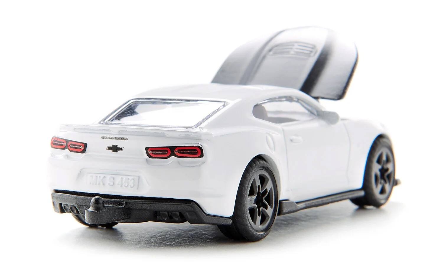 Left. SIKU - Chevrolet Camaro White with Black Hood Diecast Model Car by Siku - White with Black.