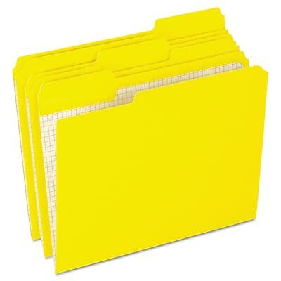 Front. Pendaflex - Pendaflex Recycled File Folder, 1/3-Cut Tab, Assorted, Letter Size, Yellow, 100/Box (R152 1/3 YEL) - Yellow.
