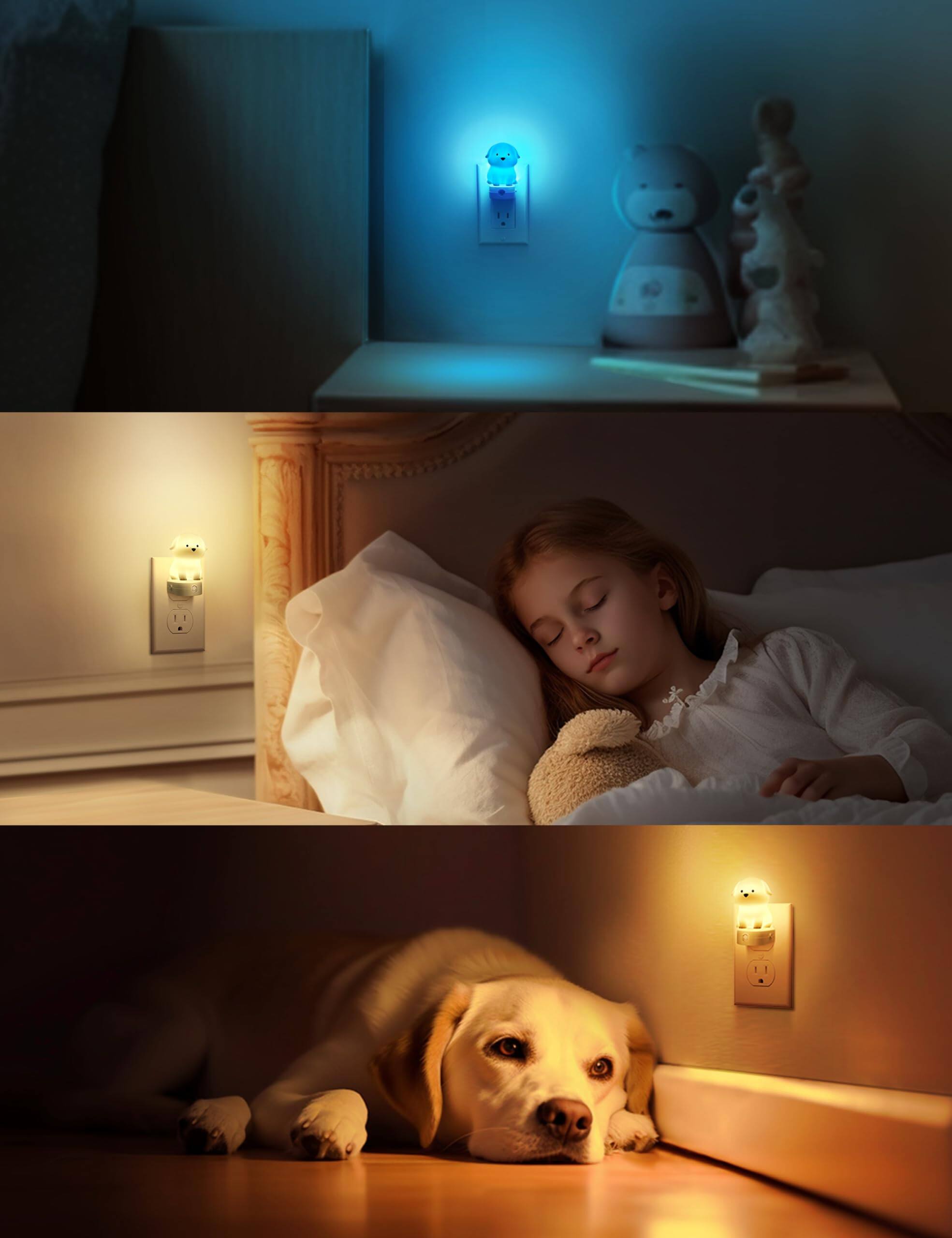 Alt View 3. MAGICAL RUBS - Plug In Night Light For 3d Cute Puppy Lights With Dusk To Dawn Sensor Rgb+soft White 3000k Dog Christmas Birthday... - Dog-3CCT 2 Pack.