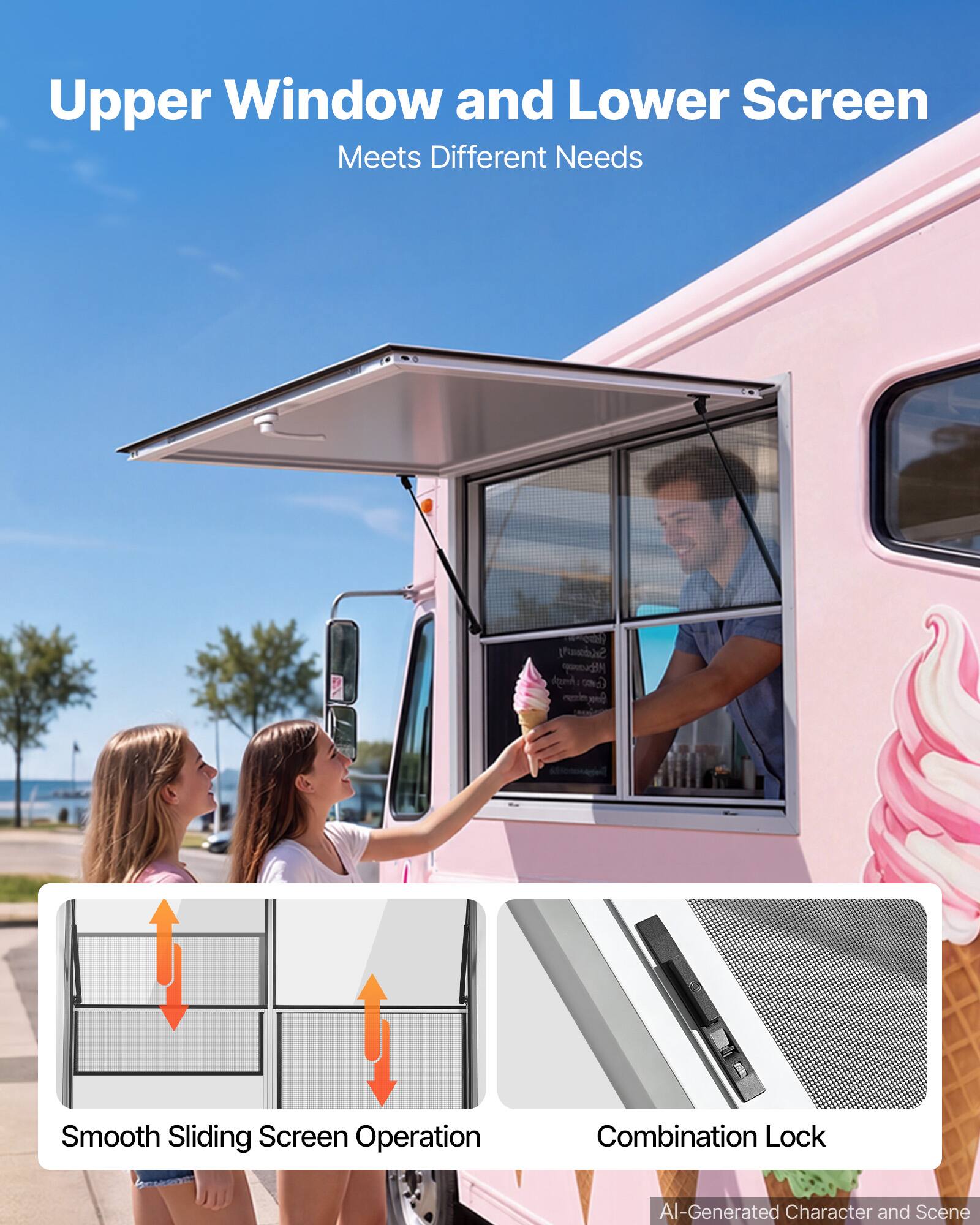 VEVOR Concession Window 48x36 in Aluminum Alloy Service Window, for ...