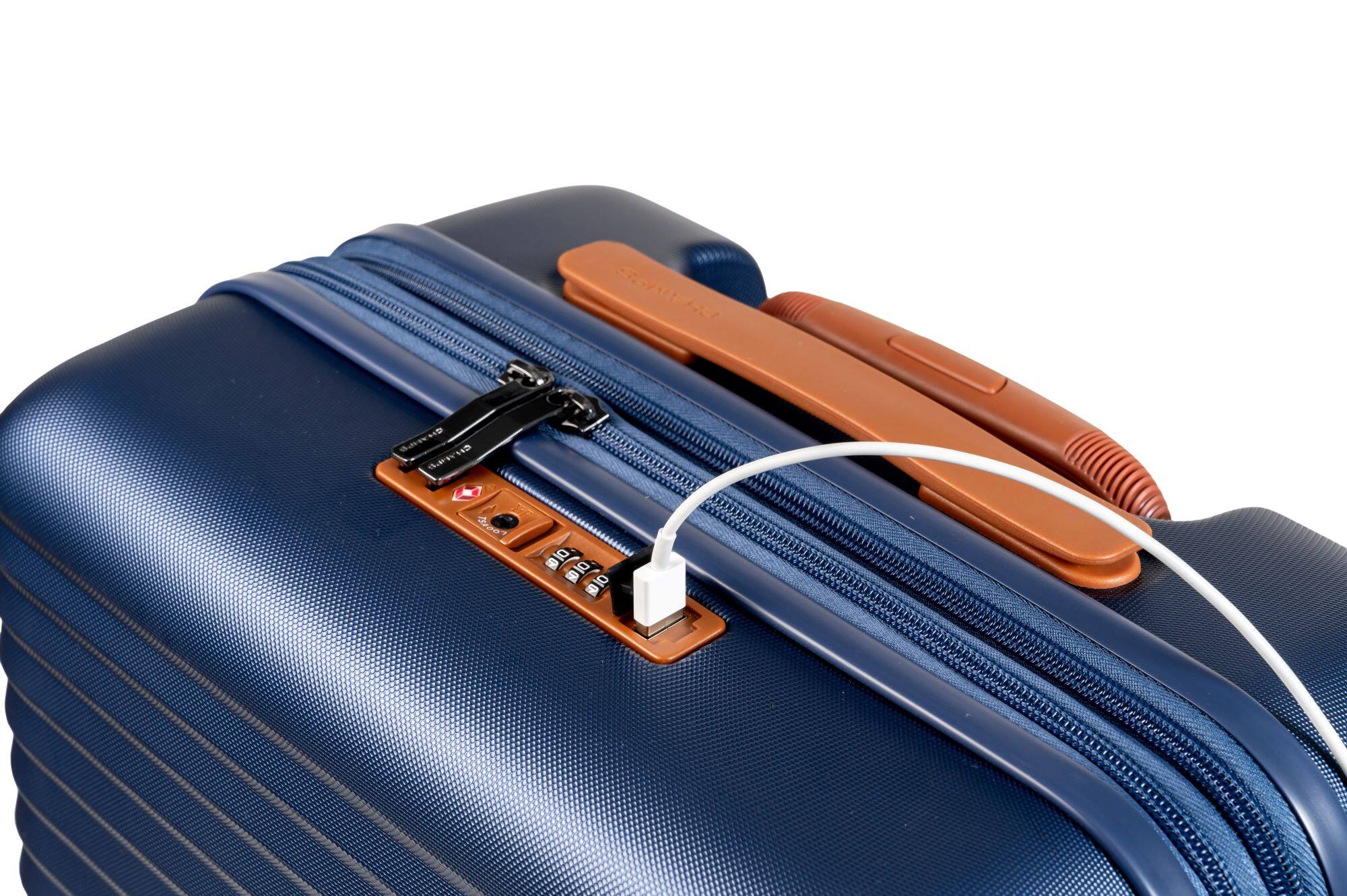 Angle. Champs - Vintage II 3-Piece Luggage Set - Navy.