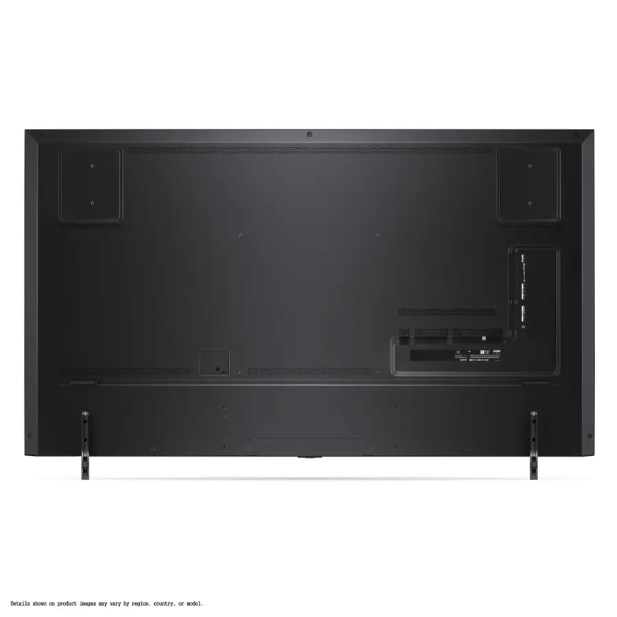 Details of the product include a black frame, a flat screen, and a stand. The product is made in China.