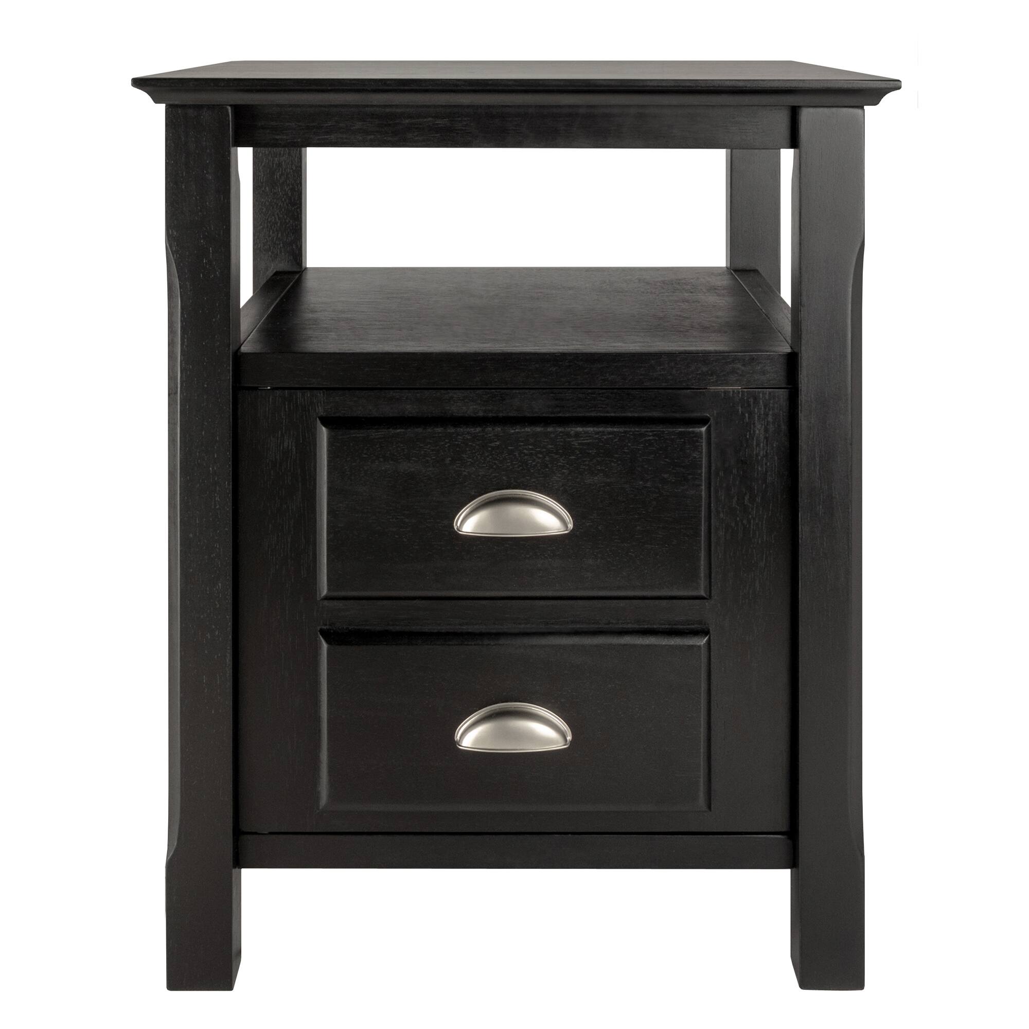 Left. Winsome Wood - Timber Accent Table, Nightstand - Black.