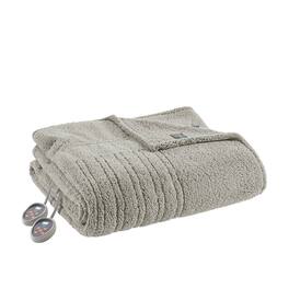 Gracie Mills - Jorah Solid Sherpa Electric Heated Blanket - Gray