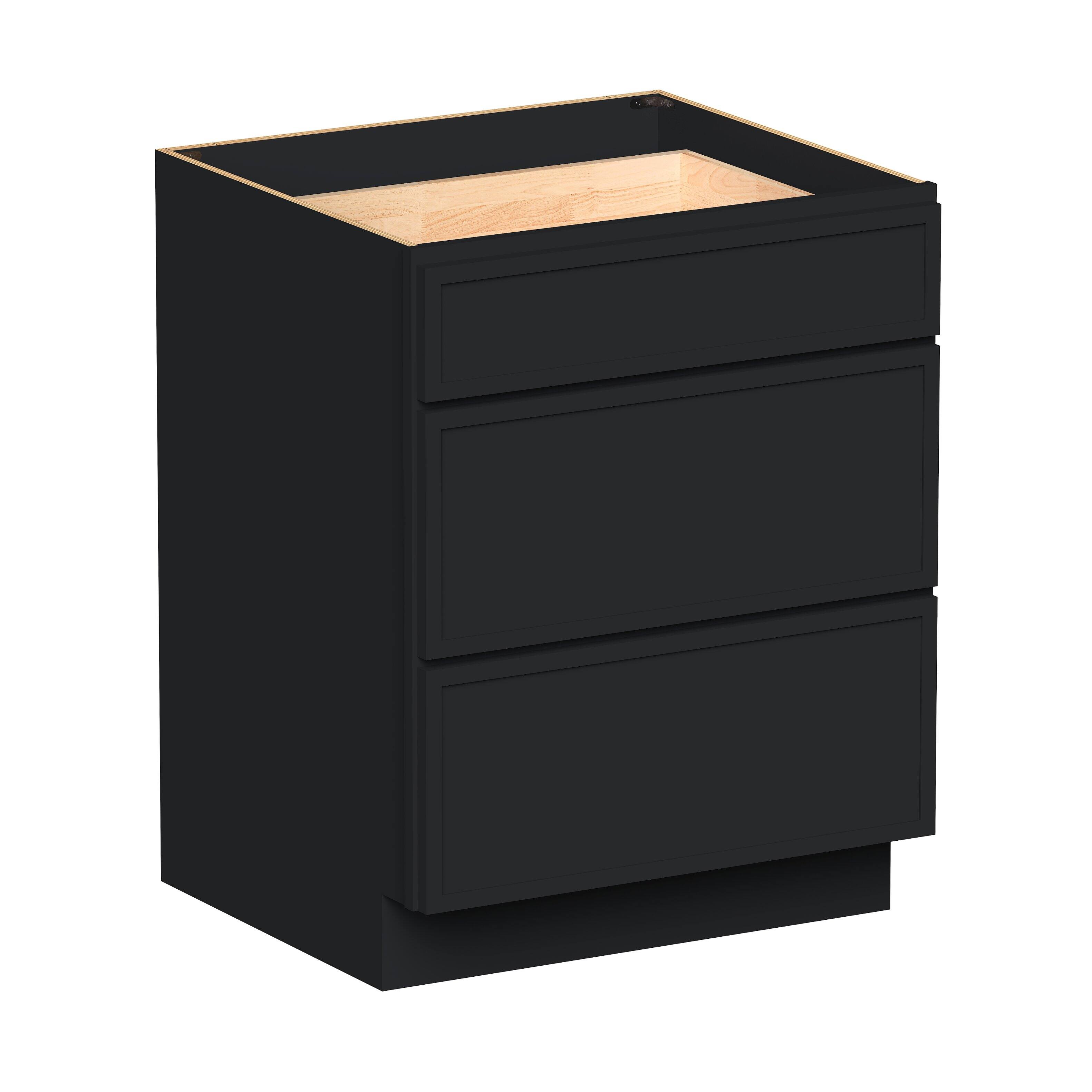 Front. Boyel Living - 27-in W x 34.5-in H x 24-in D Shaker RTA Kitchen Base Cabinet with Soft-Close - Black.