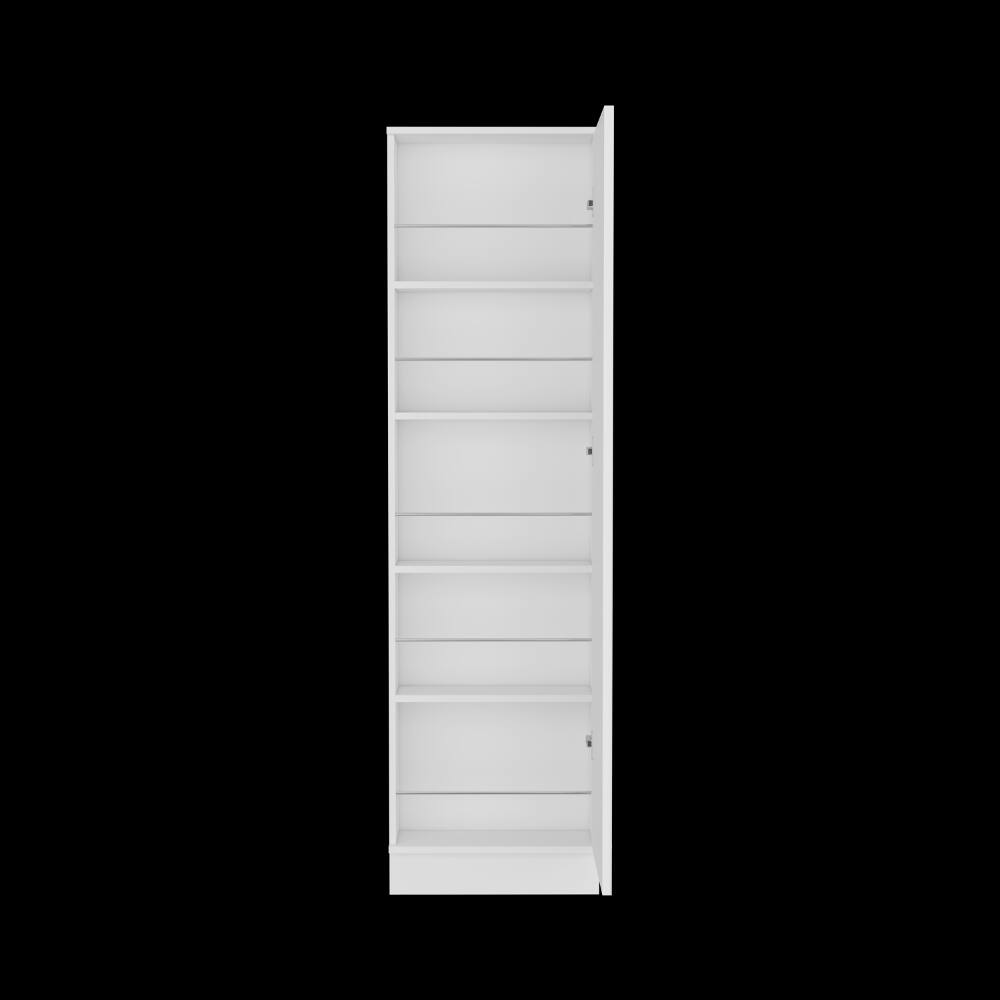 Alt View 2. Loheer - Loheer white mirrored shoe cabinet 67 inch tall shoe rack - White.
