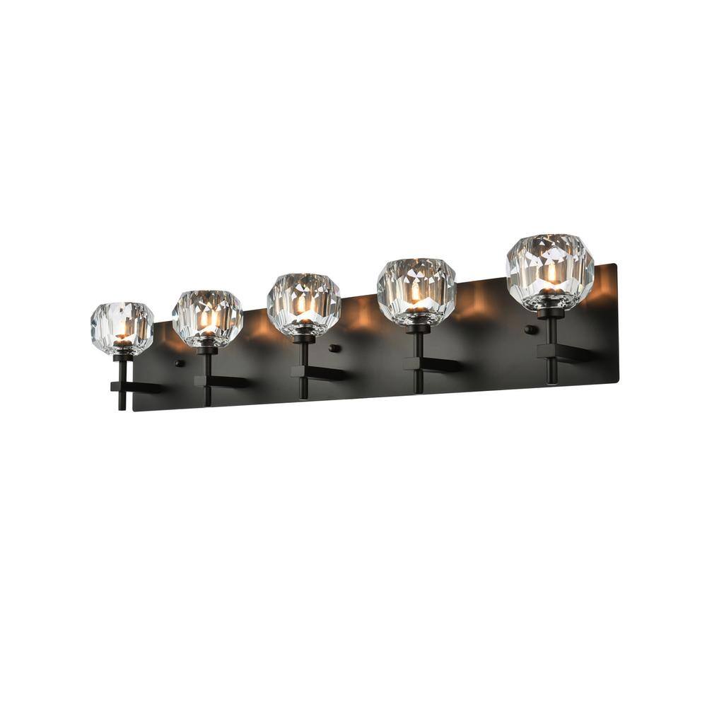 Alt View 3. Elegant Lighting - Graham 5 Light Wall Sconce in Black - Black And Clear.