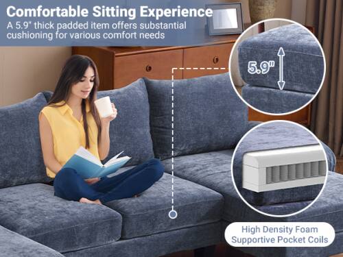 Comfortable Sitting Experience  
A 5.9" thick padded item offers substantial cushioning for various comfort needs  

5.9"  
High Density Foam Supportive Pocket Coils
