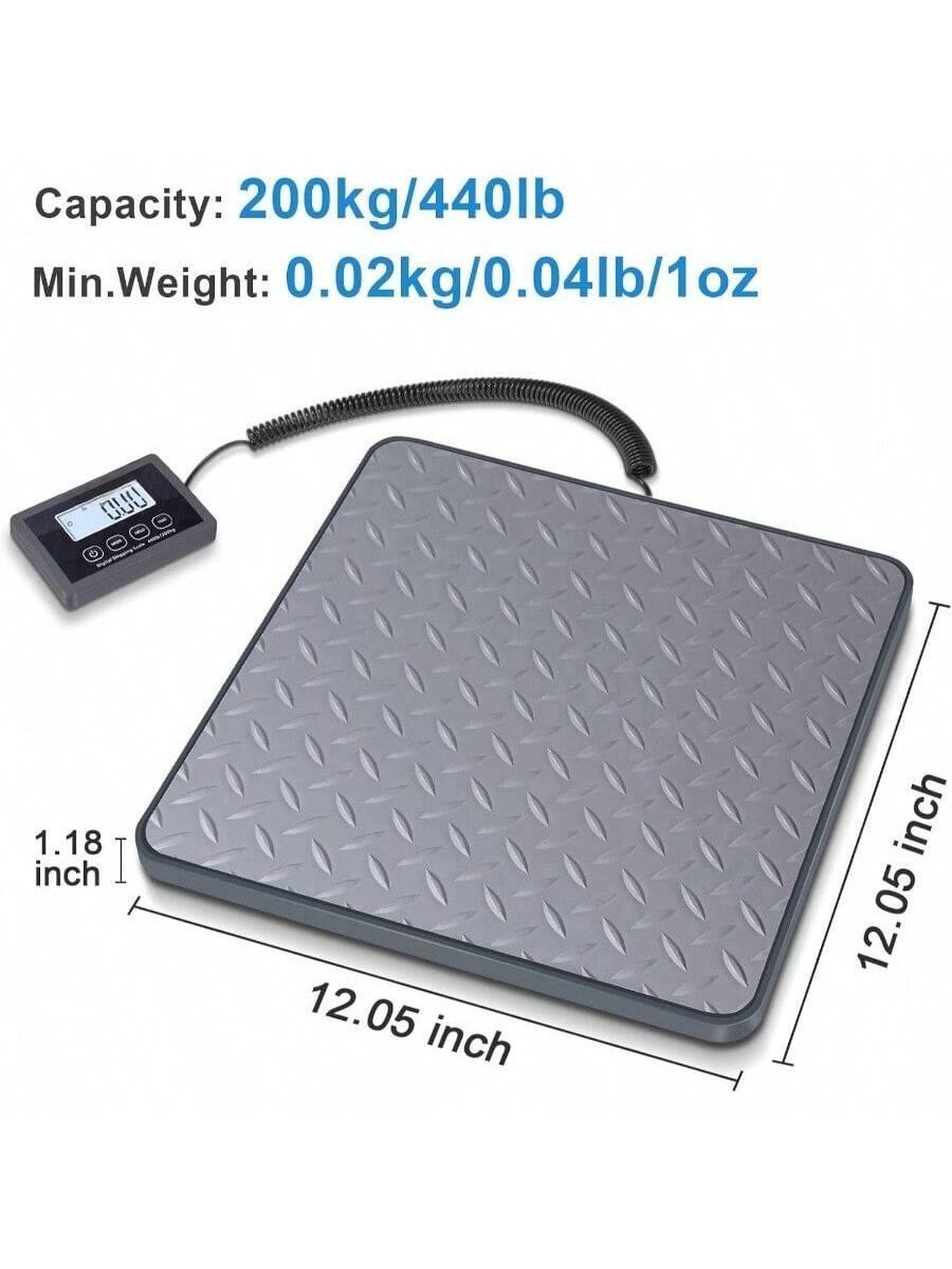 Capacity: 200kg/440lb  
Min. Weight: 0.02kg/0.04lb/1oz  

Dimensions:  
- Length: 12.05 inch  
- Width: 12.05 inch  
- Height: 1.18 inch