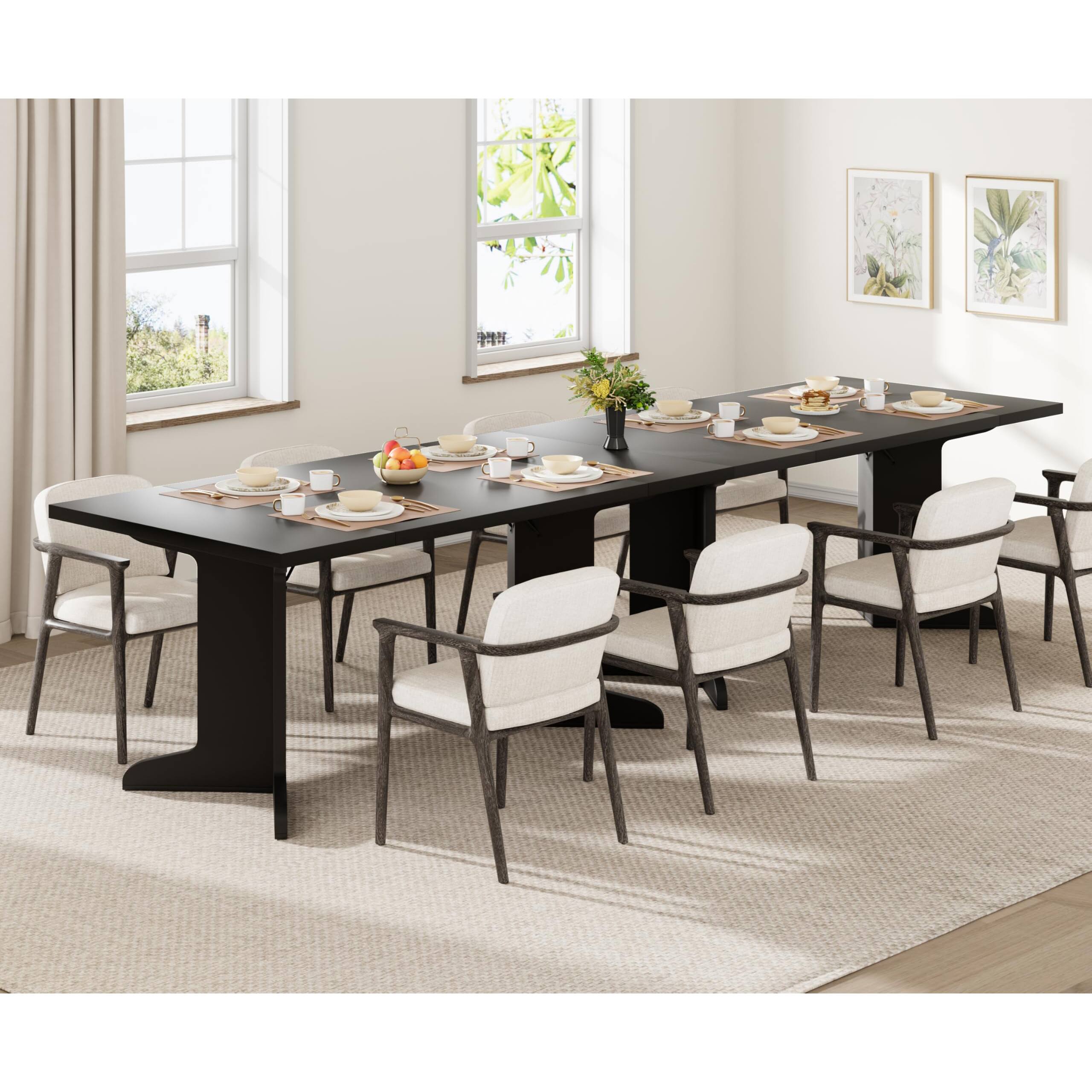 Left. Homhougo - Large 71" Dining Table – Seats 6–8, Wooden Legs, Modern Kitchen Table (No Chairs) - Black.