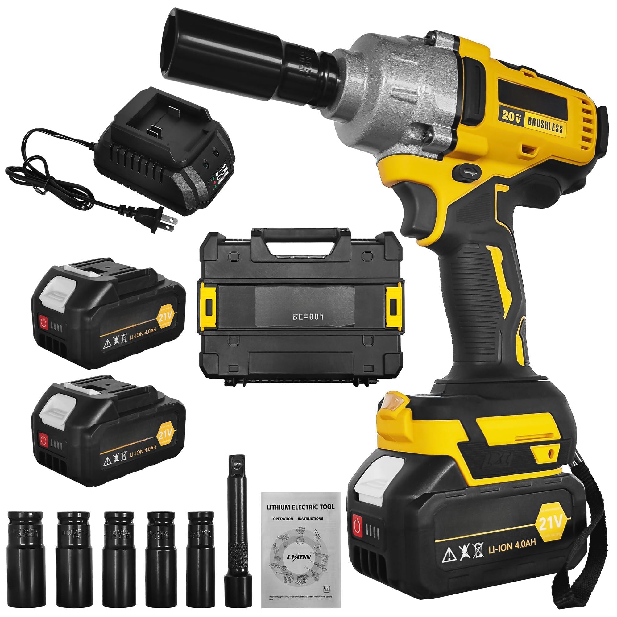 JETRANSPORT - Power Impact Wrenches Cordless Wrench 1/2 Inch Kit With1000n.m High Torque Electric Driver For Car Rv - Default