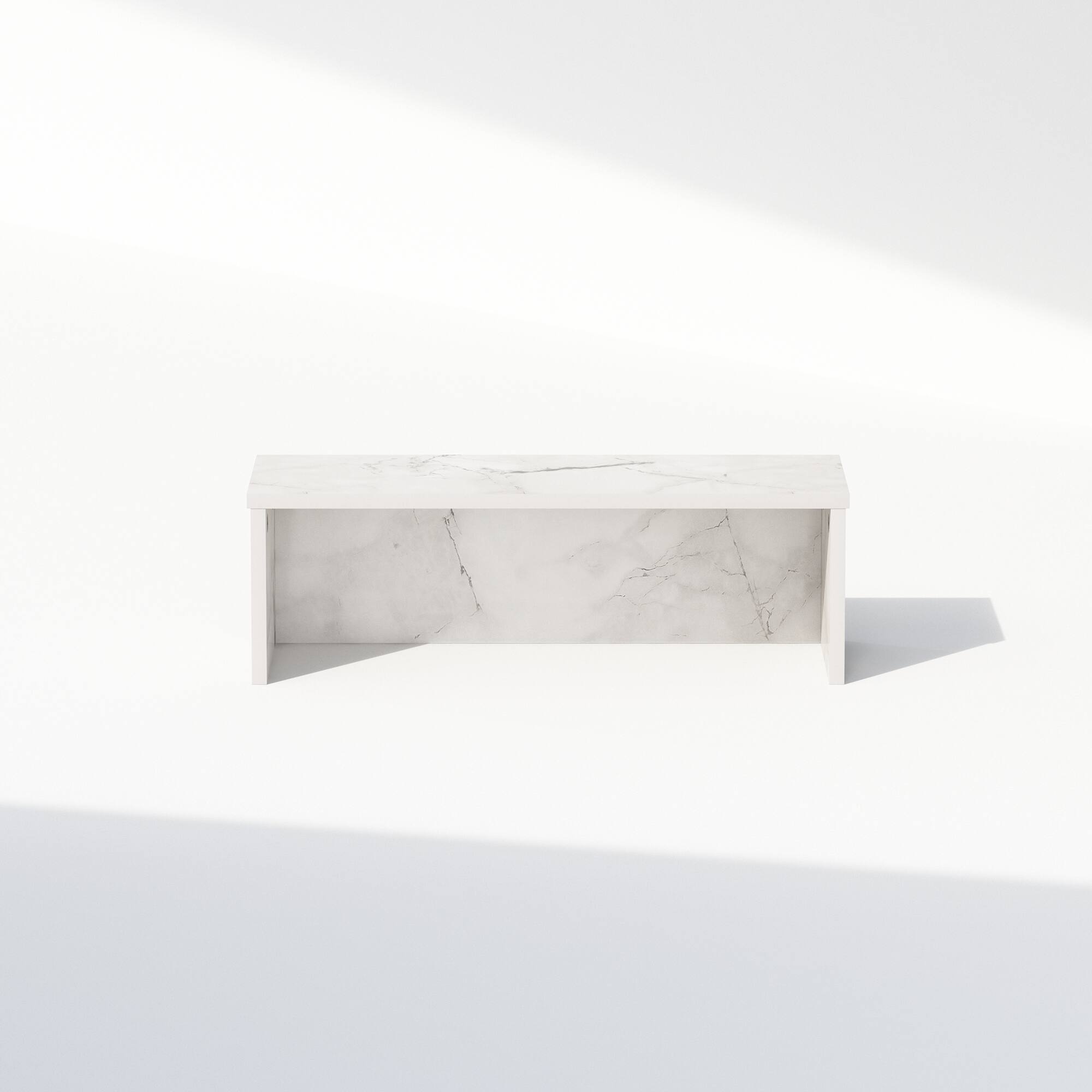 Alt View 2. Furinno - Classic 18-Inch Desk Organizer, Shelf Organizer Storage & Display Stand - Marble White.