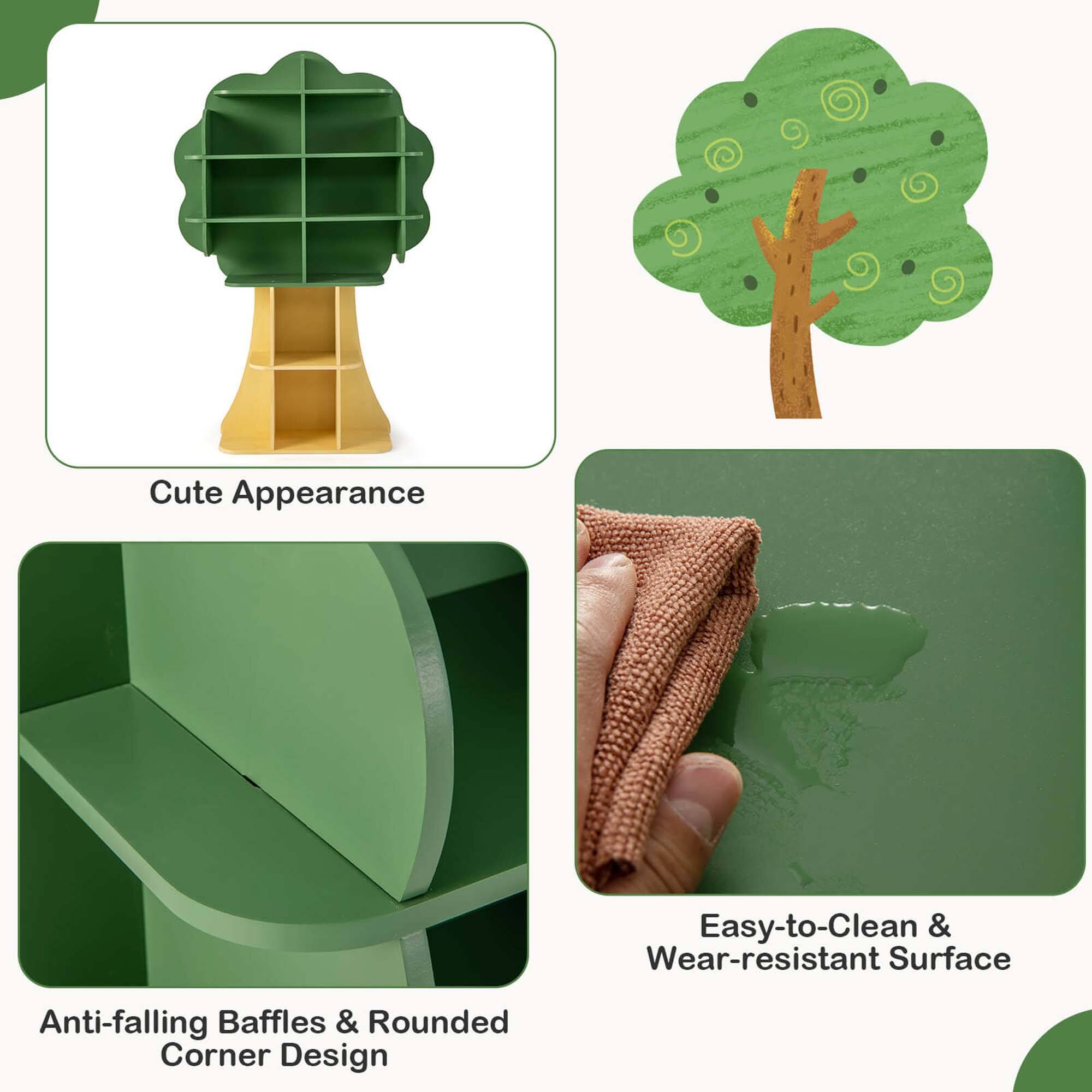 Cute Appearance  
Easy-to-Clean & Wear-resistant Surface  
Anti-falling Baffles & Rounded Corner Design