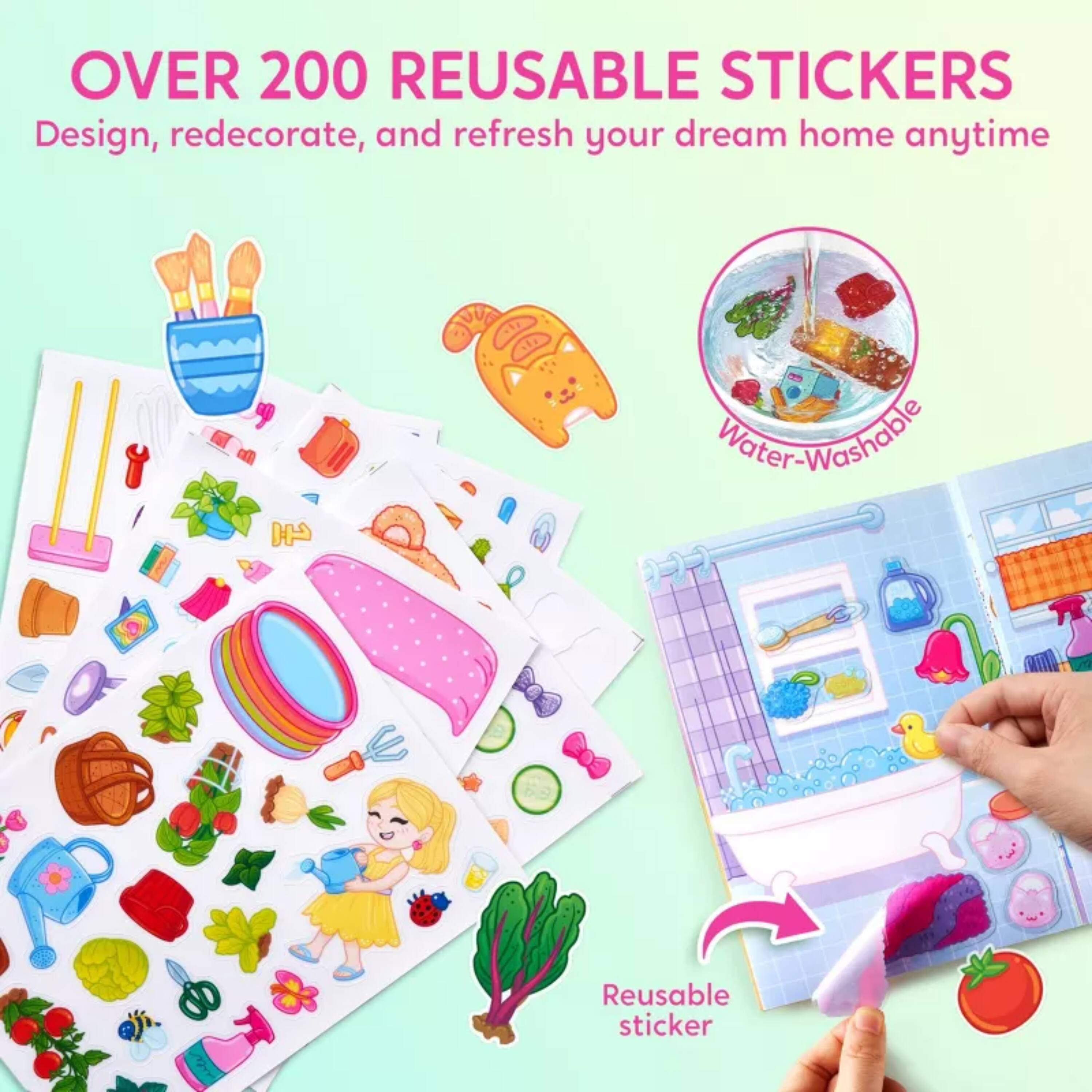 OVER 200 REUSABLE STICKERS  
Design, redecorate, and refresh your dream home anytime  
Water-Washable  
Reusable sticker