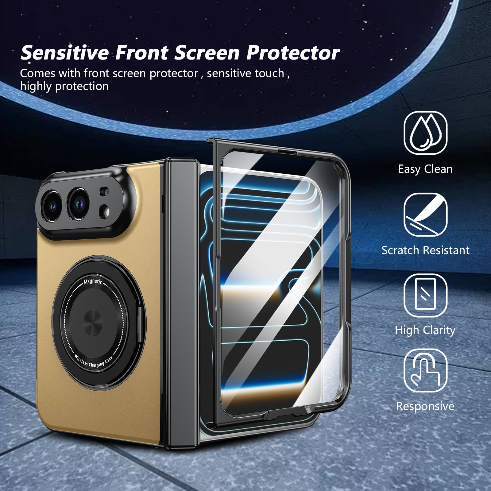 Dteck Full Hinge Phone Case for Apple iPhone Duo 2026 with Tempered ...