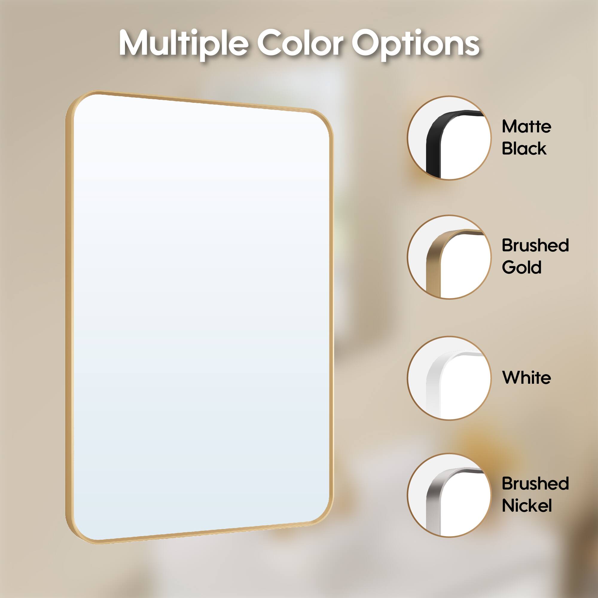 Multiple Color Options
- Matte Black
- Brushed Gold
- White
- Brushed Nickel