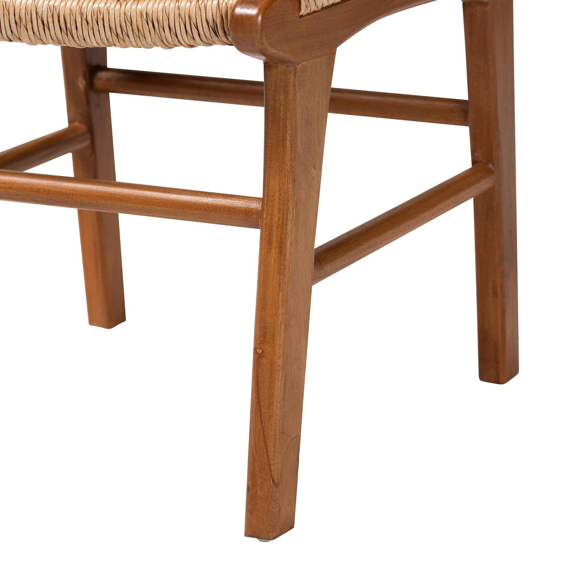 Alt View 2. bali & pari - Ariba Dining Chair with Mahogany Wood Frame and Viro Fiber Weaving, Rustic Boho Accent Chair - Caramel Brown/Natural Brown.
