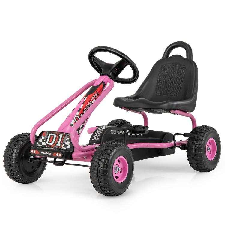 SlickBlue - 4-Wheel Pedal Powered Ride-On Car with Adjustable Seat for Kids - Pink