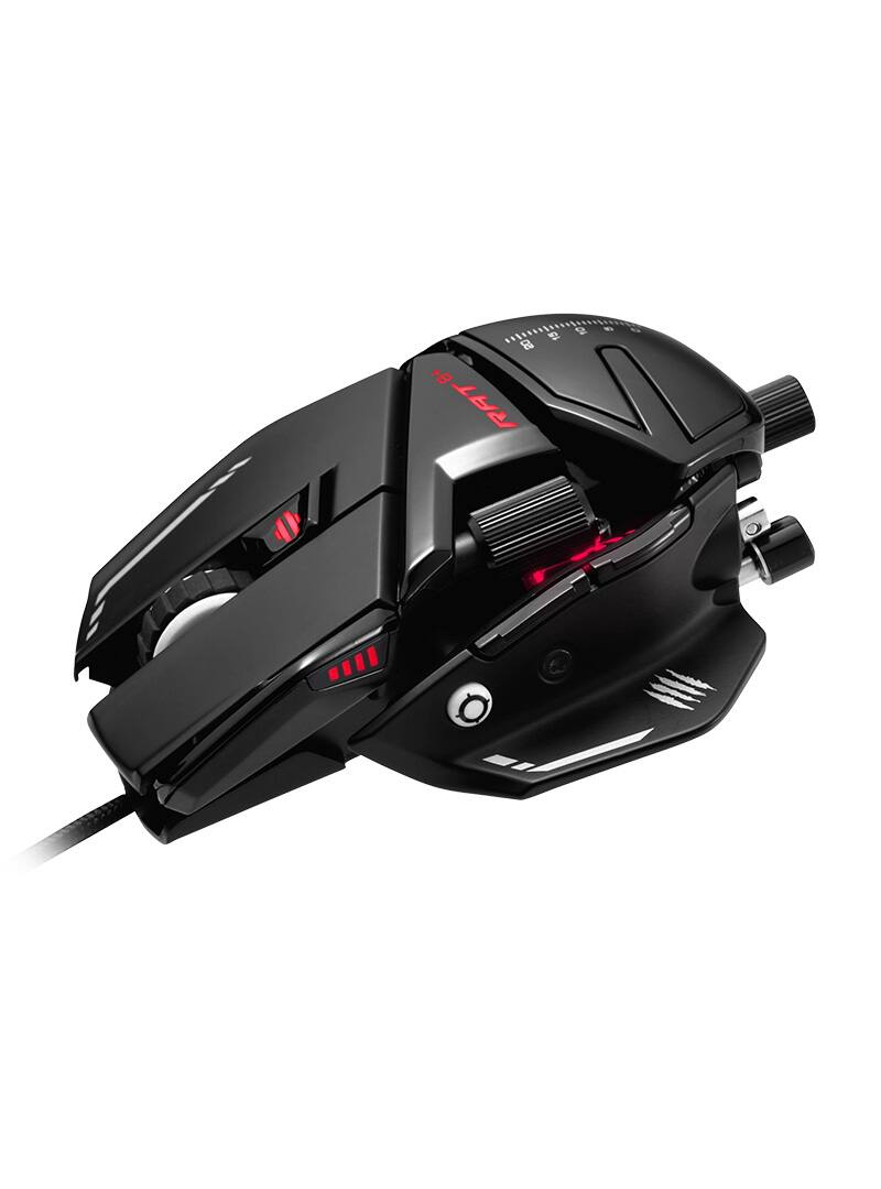 Angle. Mad Catz - Mad Catz - R.A.T. 8+ Fully Adjustable Gaming Mouse with Superior 16000 DPI Sensor 50 Million Clicks - Wired - Black - BLACK.