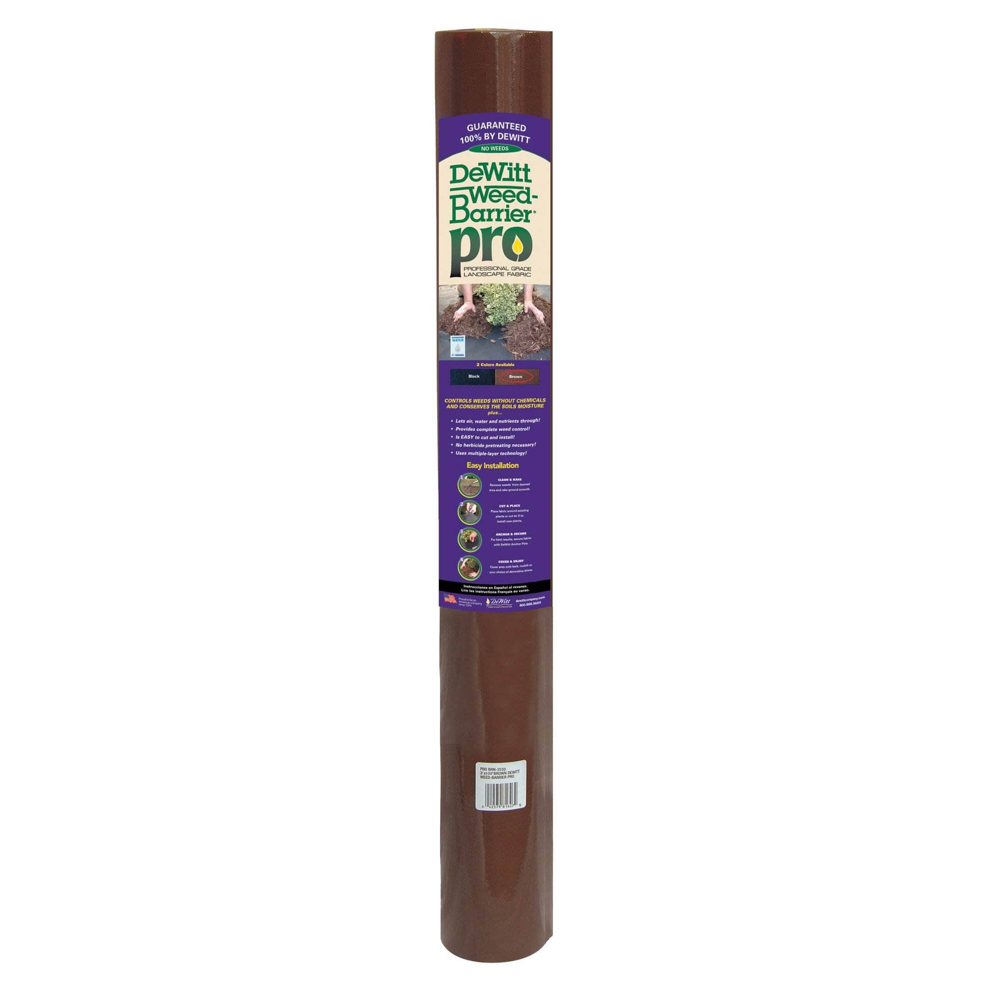 DeWitt - Weed Barrier Pro Landscape Fabric (3 Ounces), 3' x 100' Refill - Brown