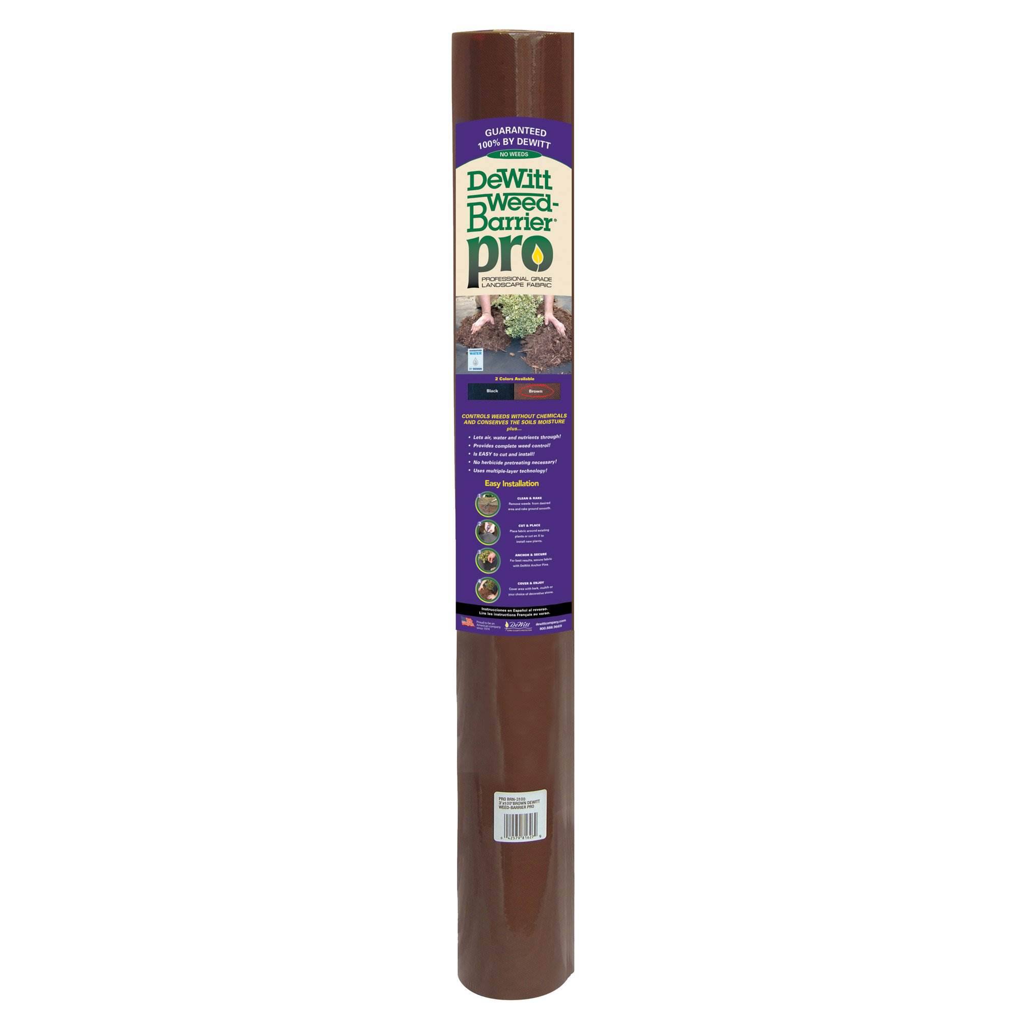 DeWitt - Weed Barrier Pro Landscape Fabric (3 Ounces), 3' x 100' Refill - Brown