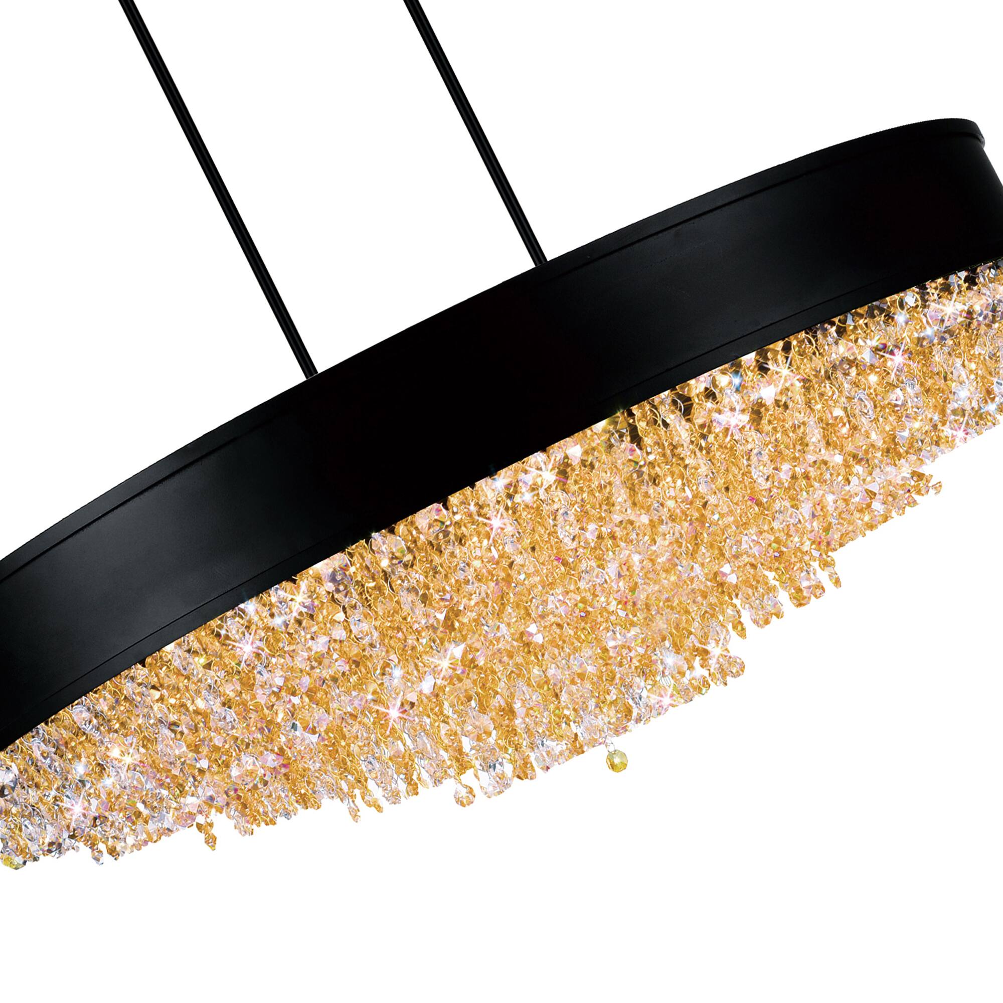Angle. CWI Lighting - Medina 15 Light Drum Shade Chandelier With Black Finish - Black.