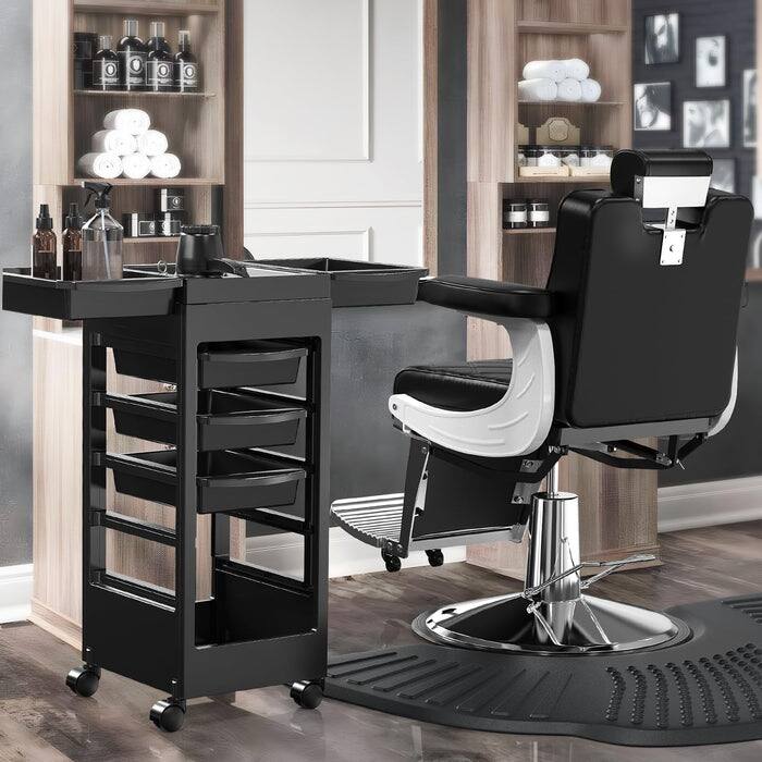 Alt View 6. Winado - Salon Trolley Cart with Wheels & 5 Drawers & Hair Dryer Holder for Beauty Barber - Black.