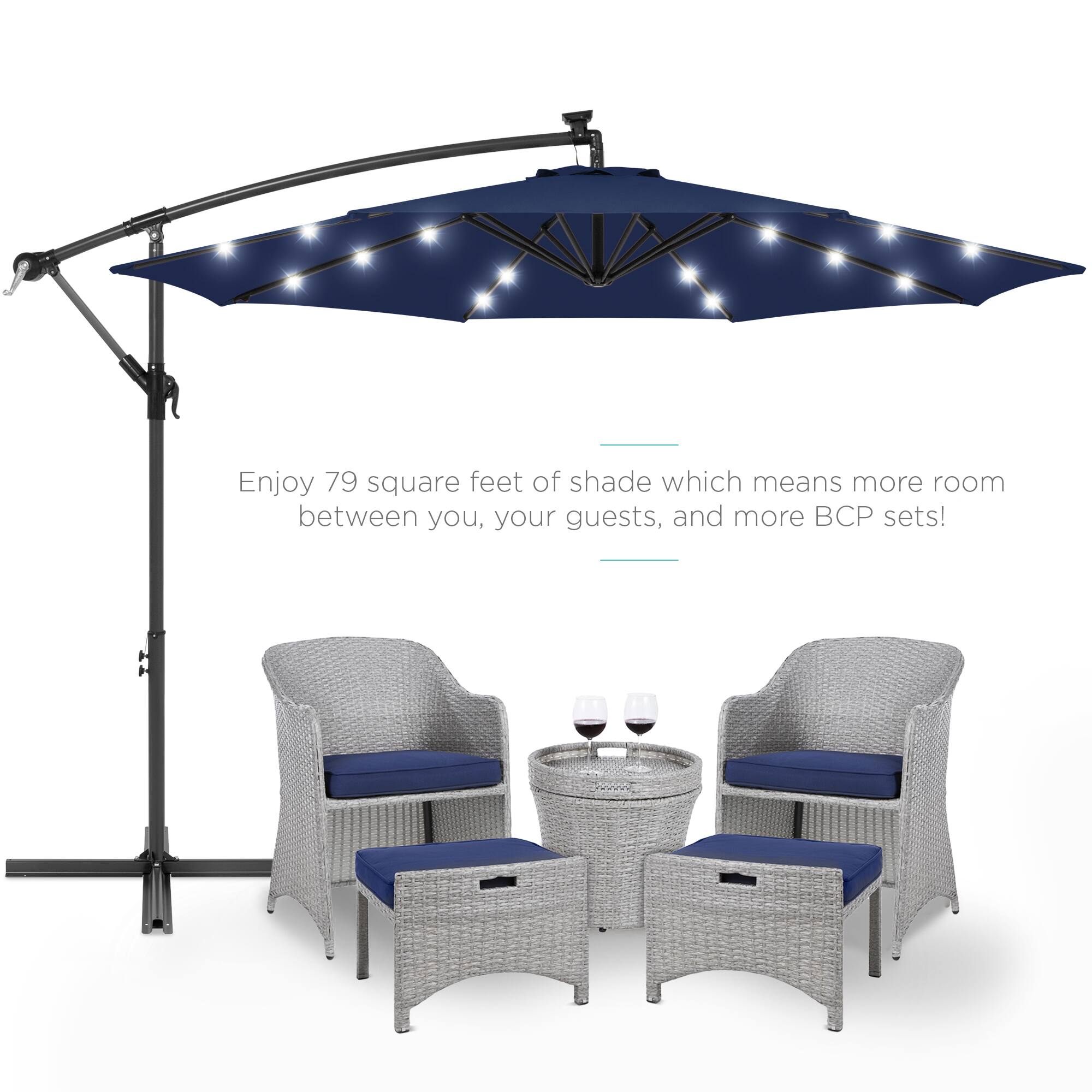 Enjoy 79 square feet of shade which means more room between you, your guests, and more BCP sets!