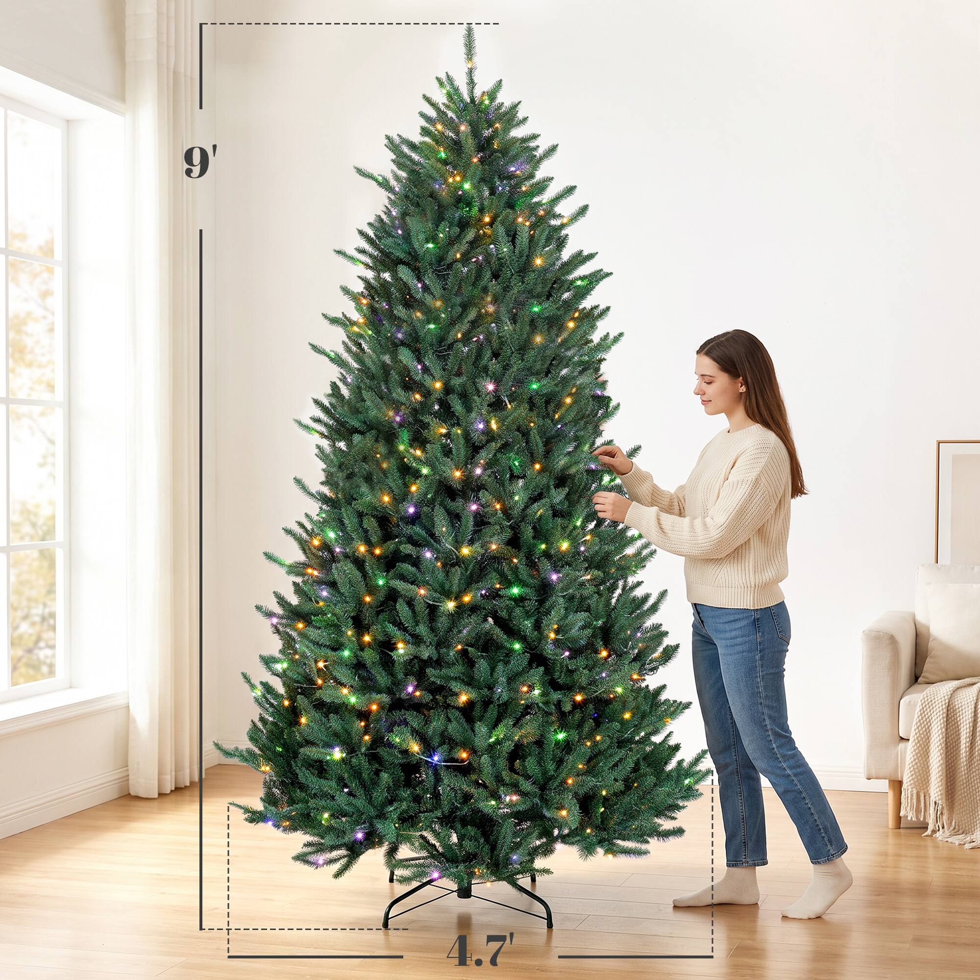 Alt View 2. Homcom - Prelit Christmas Tree, Colorado Blue Spruce, Easy Plug - Green.