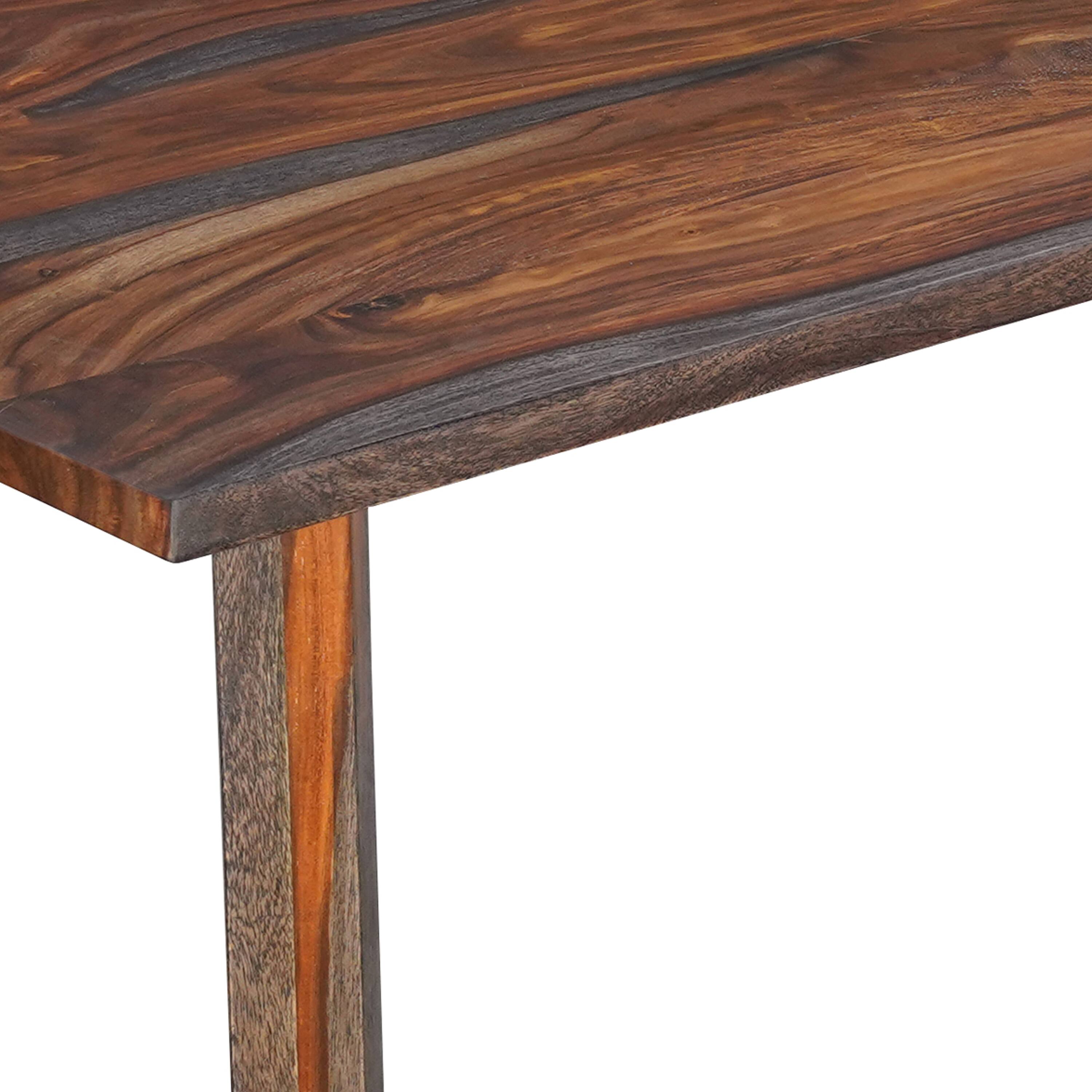 Alt View 3. Manhattan Lane - Myra 6 Seater Dining Table, 67" Rectangular Top in Walnut Brown and Antique Gray Sheesham Wood - Brown, Black.