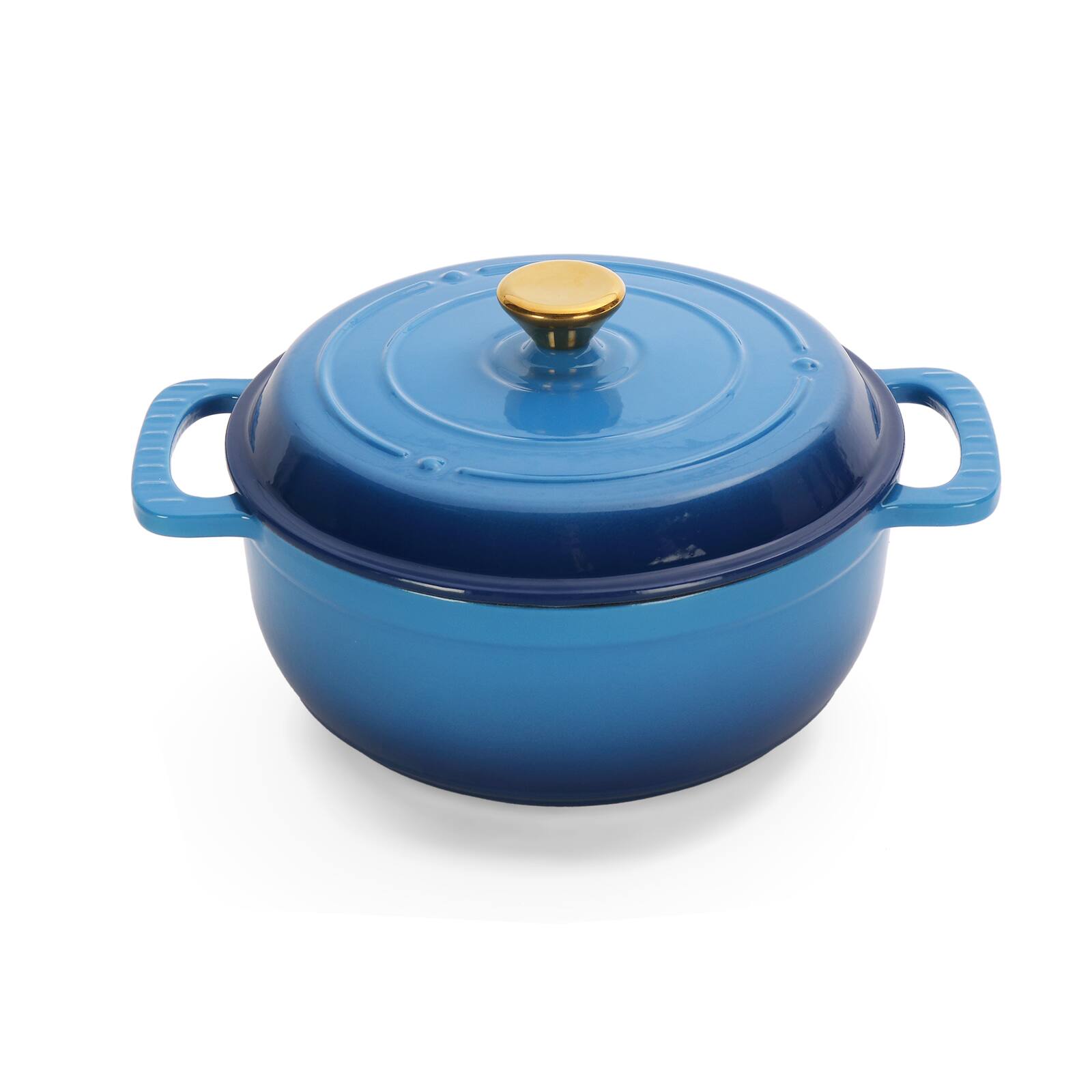 Angle. Winado - 5QT Dutch Oven Enameled Cast Iron Bread Oven with Moisture-Lock Lid for Sourdough Baking & Cooking, Oven & Stovetop Safe - Lake Blue.