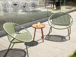 Werph - 3 Pieces Patio Furniture Set - Orange Table and Green Chairs