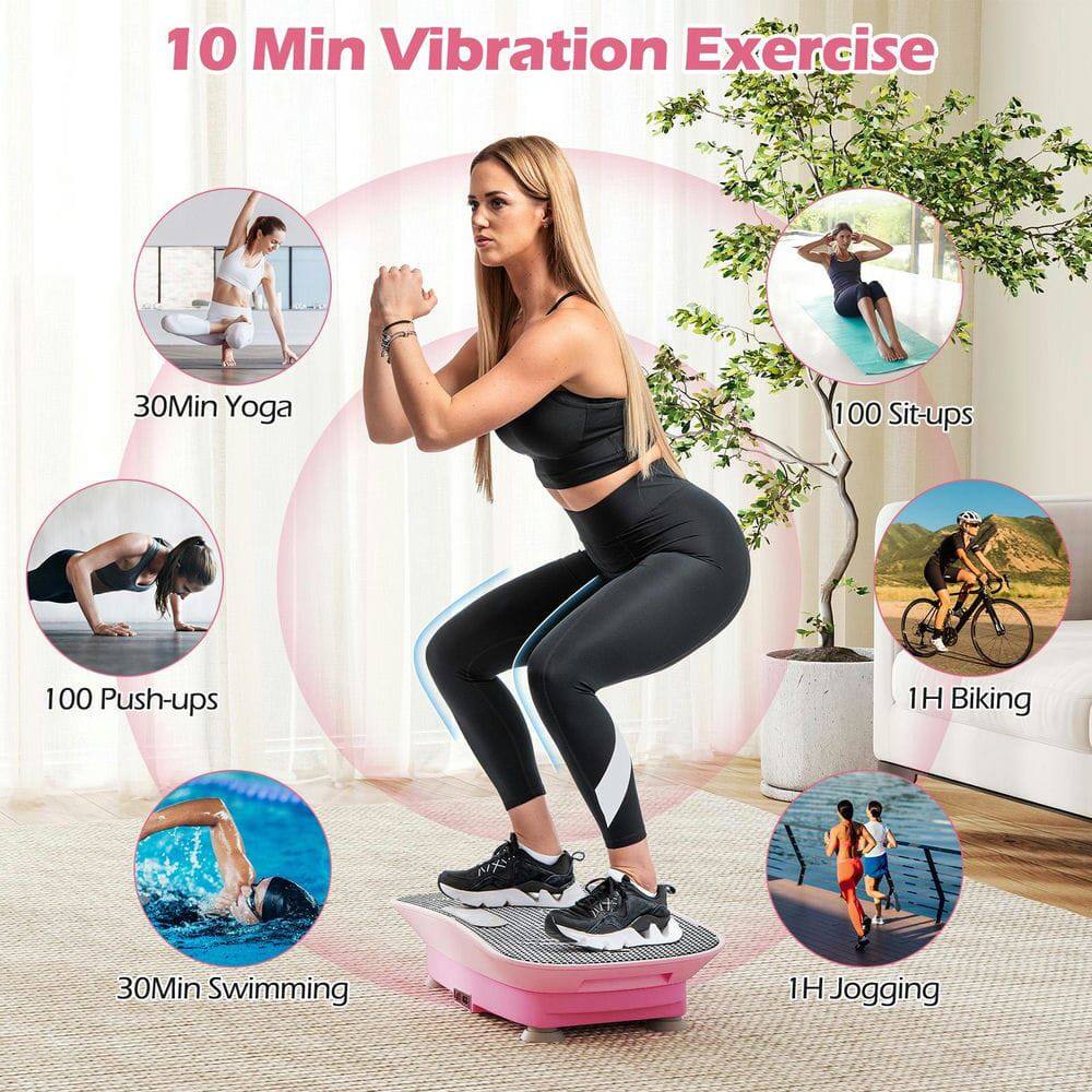 10 Min Vibration Exercise  
30 Min Yoga  
100 Sit-ups  
100 Push-ups  
1 H Biking  
30 Min Swimming  
1 H Jogging