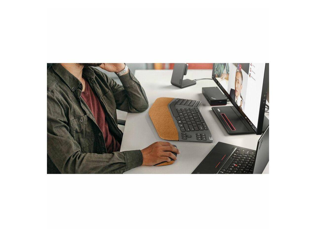 Alt View 4. Lenovo - Lenovo Go Wireless Split Keyboard AI - US English - Wireless Connectivity - RF - 2.40 GHz - USB Type A Interface - 88 - Black.