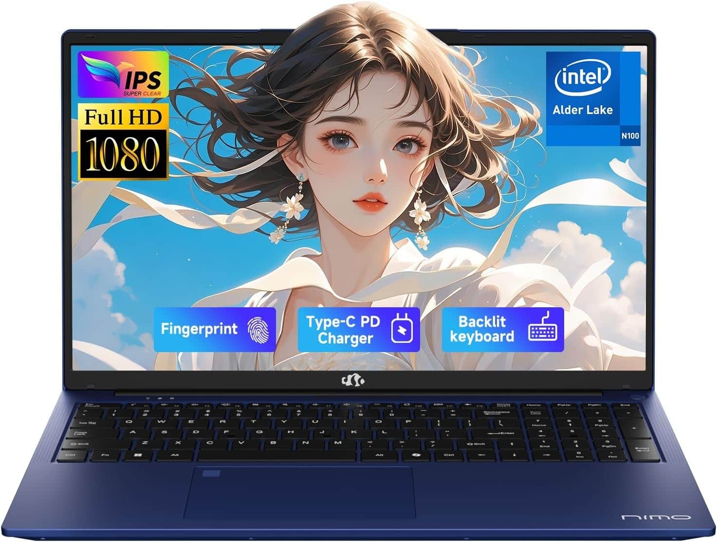 NIMO - 17.3" IPS FHD-Student-Laptop- 16GB RAM 512GB SSD, Intel Pentium 4 Cores N100(Beat i3-1115G4, Up to 3.4GHz) Computer - Blue