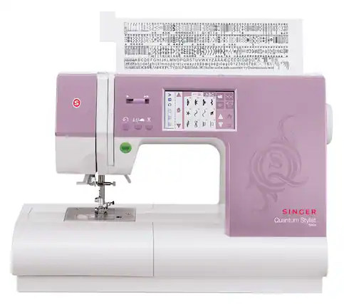 Front. Singer - QUANTUM STYLIST TOUCH 960-Stitch Sewing Machine - Pink/White.