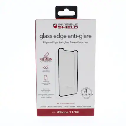 INVISIBLE SHIELD glass edge anti-glare
Edge-to-Edge, Anti-glare Screen Protection
PREMIUM impact Protection
Anti-Glare Technology
Seamless Edge-to-Edge Border
Contains Anti-microbial Treatment*
Anti-microbial Treatment Protects Your Screen Protector
#1 TRUSTED
MATTE ANTI-GLARE FINISH
Limited Lifetime Warranty
Ultra Smooth
Easy Application
for: iPhone 11/XR