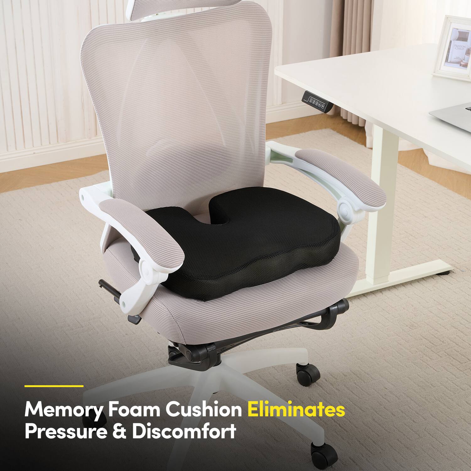 Memory Foam Cushion Eliminates Pressure & Discomfort
