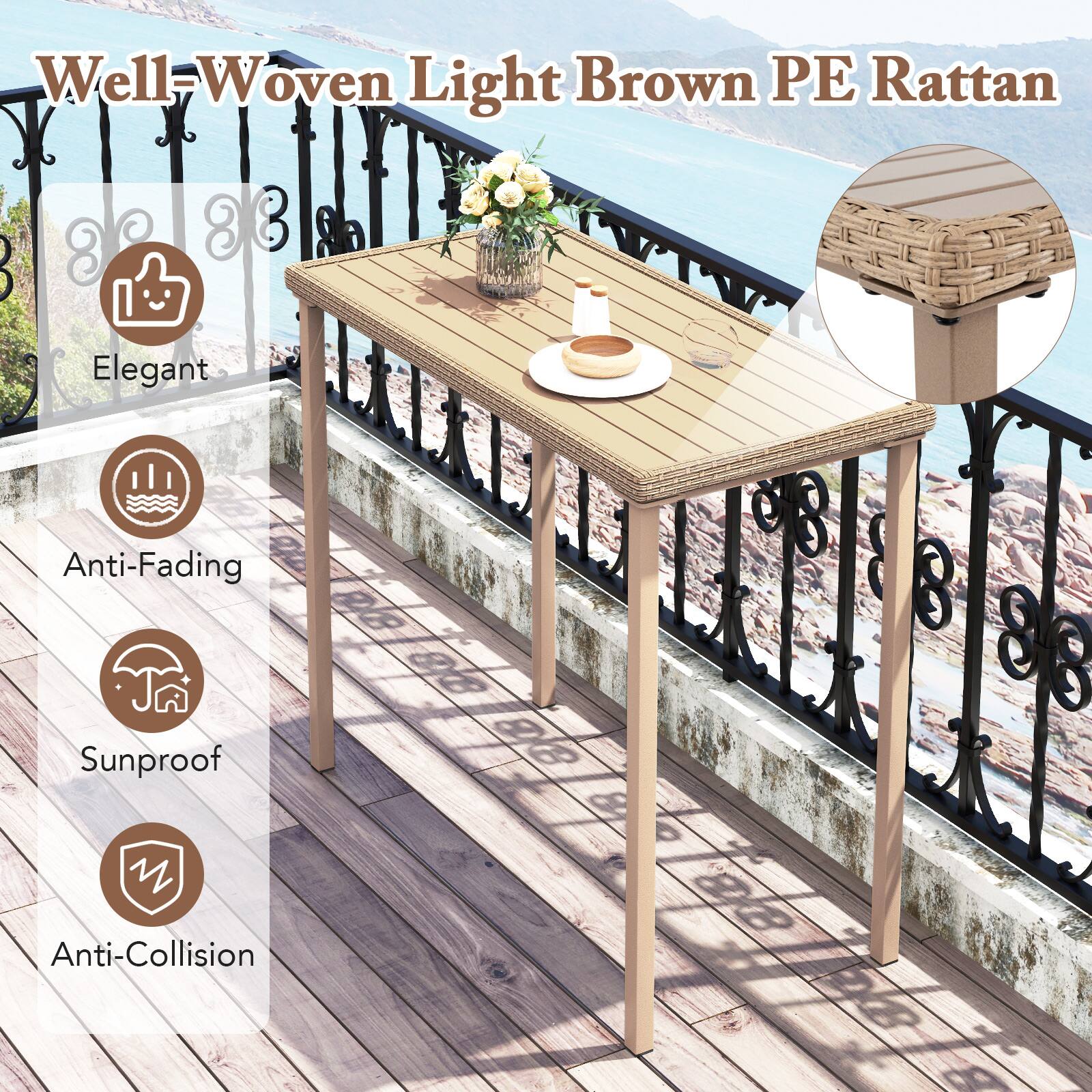 Well-Woven Light Brown PE Rattan

- Elegant
- Anti-Fading
- Sunproof
- Anti-Collision